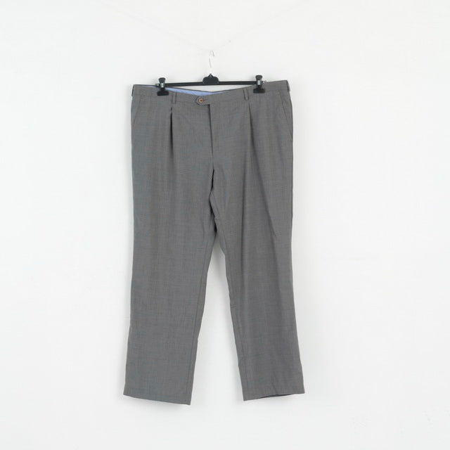 Pantaloni lineari da uomo 3XL Pantaloni classici eleganti taglie forti in lana grigia