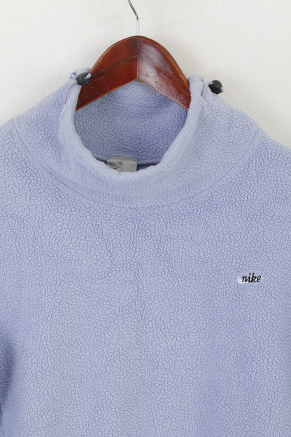 Nike Women L 14/16 (M) Fleece Top Violet Vintage Sweatshirt Funel Neck Outdoor Top