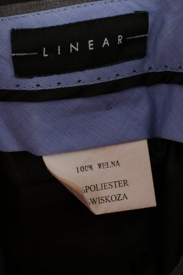 Linear Mens 3XL Trousers Grey Wool Classic Elegant Plus Size Pants