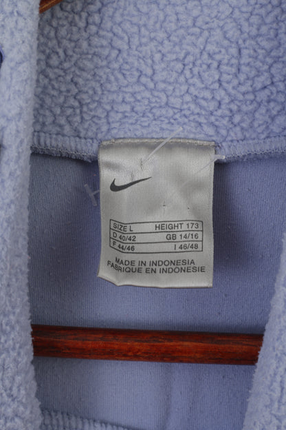 Nike Women L 14/16 (M) Fleece Top Violet Vintage Sweatshirt Funel Neck Outdoor Top