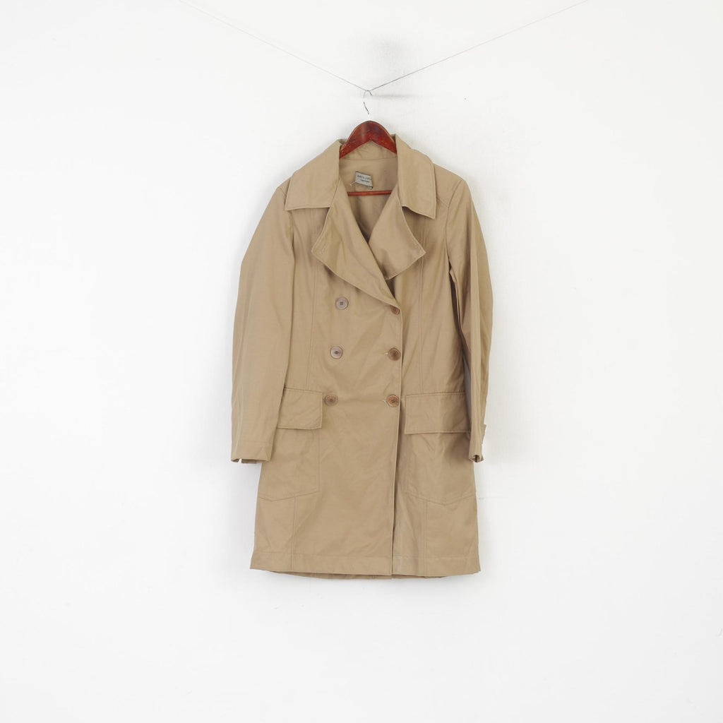 Henriette Steffensen Copenhagen Women M Trench Coat Beige Cotton Double Breasted