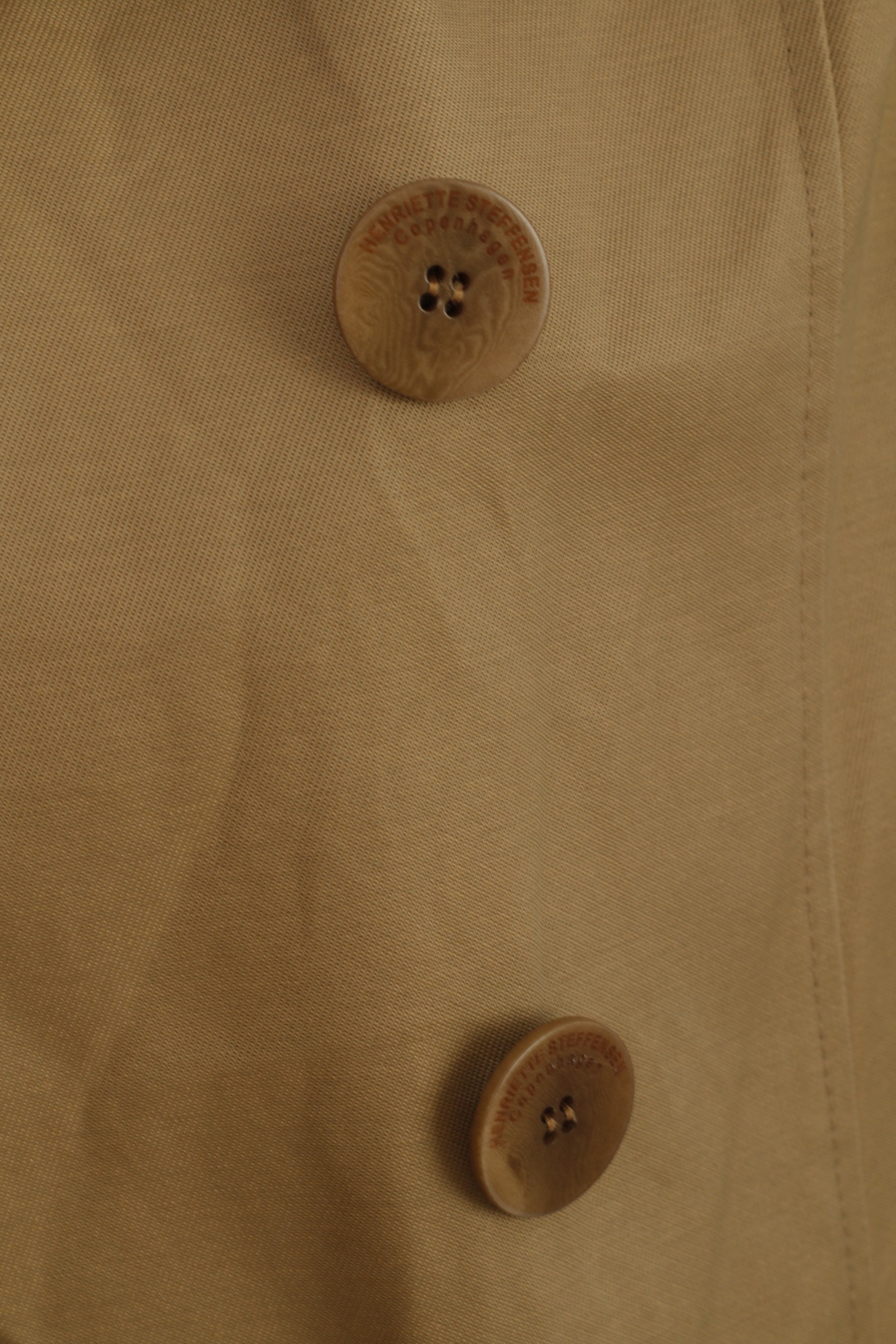 Henriette Steffensen Copenhagen Women M Trench Coat Beige Cotton Double Breasted