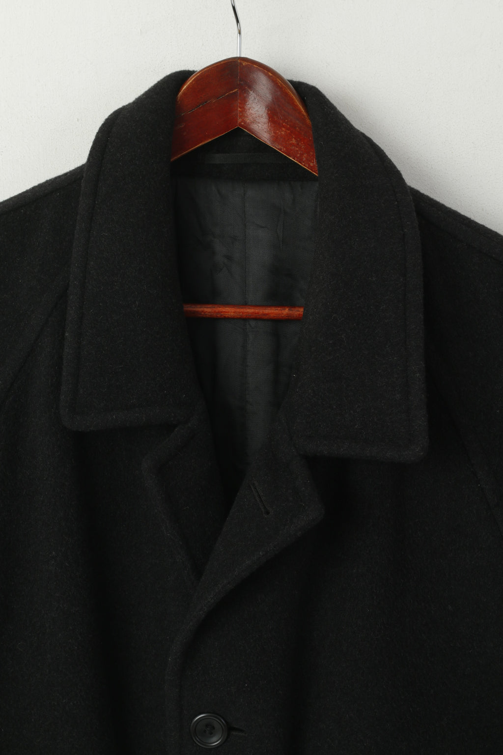 Di Caprio Men 48 XL Coat Black Wool Cashmere Blend Single Breasted Vintage Top