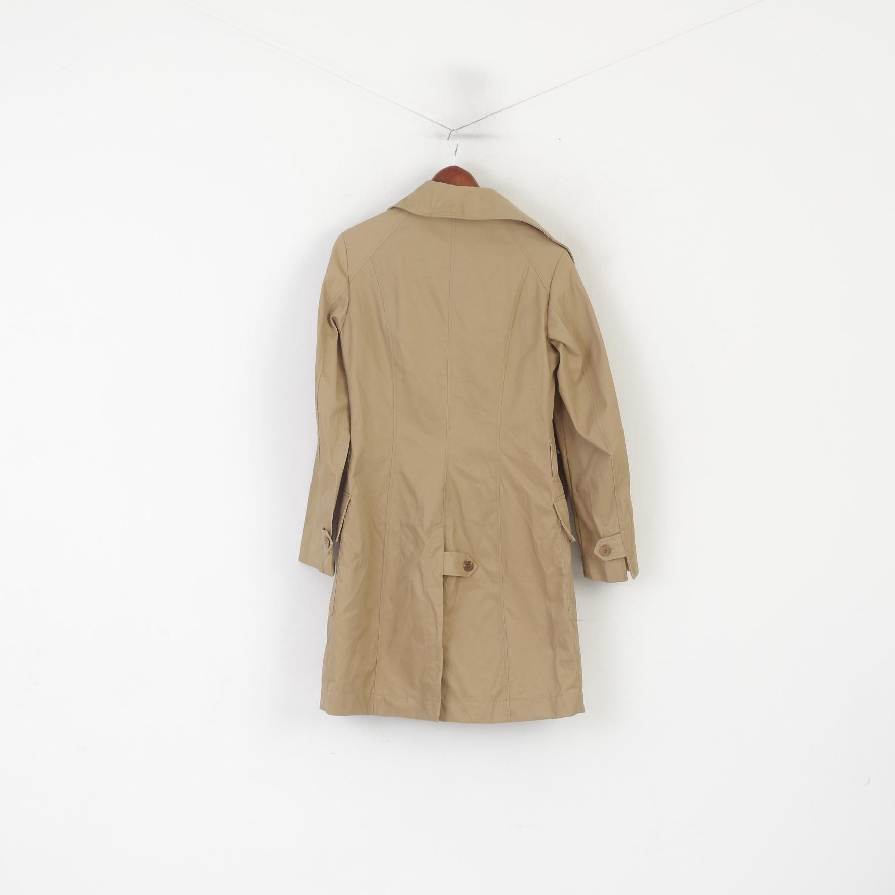 Henriette Steffensen Copenhagen Women M Trench Coat Beige Cotton Double Breasted