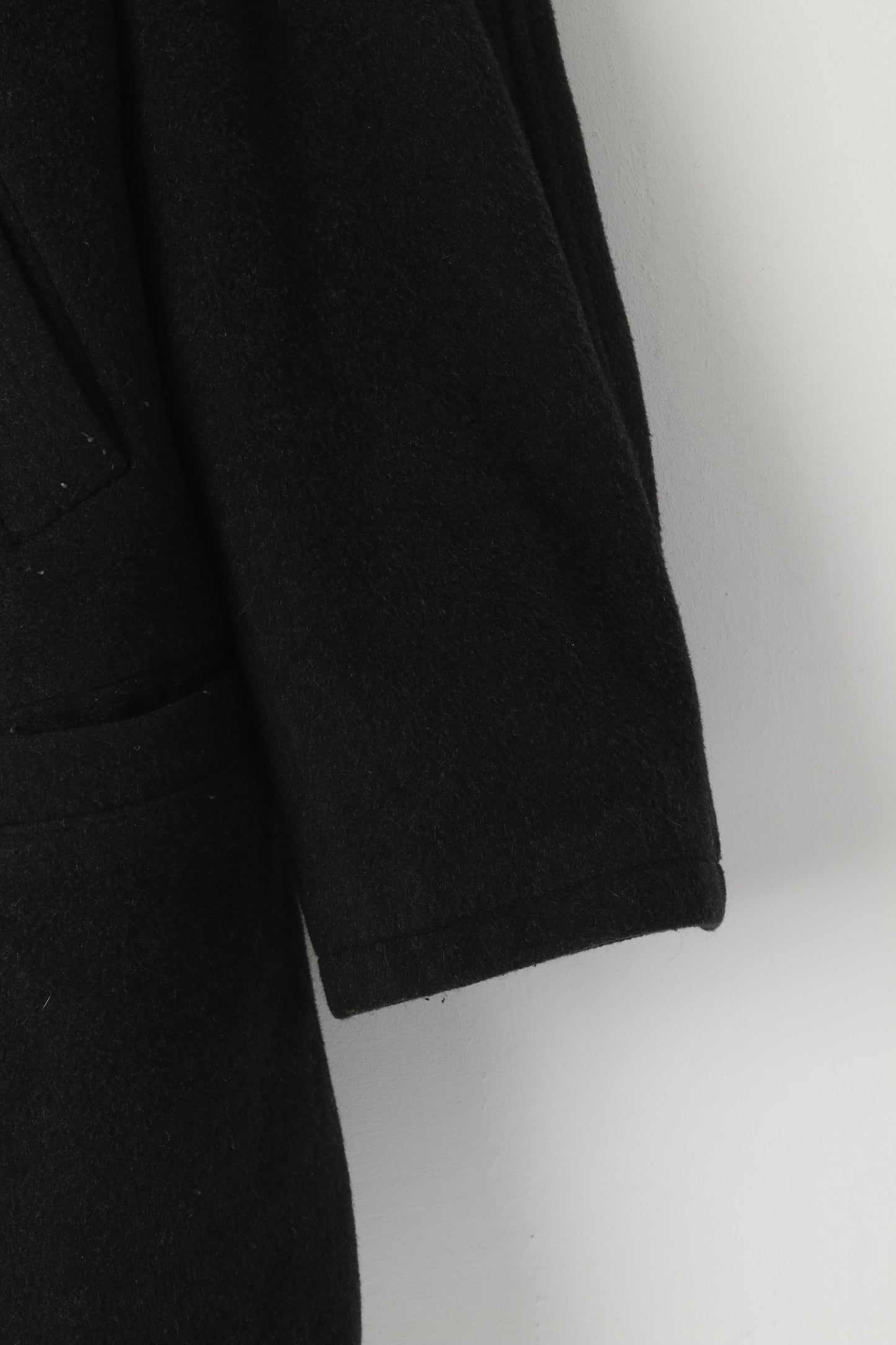 Di Caprio Men 48 XL Coat Black Wool Cashmere Blend Single Breasted Vintage Top