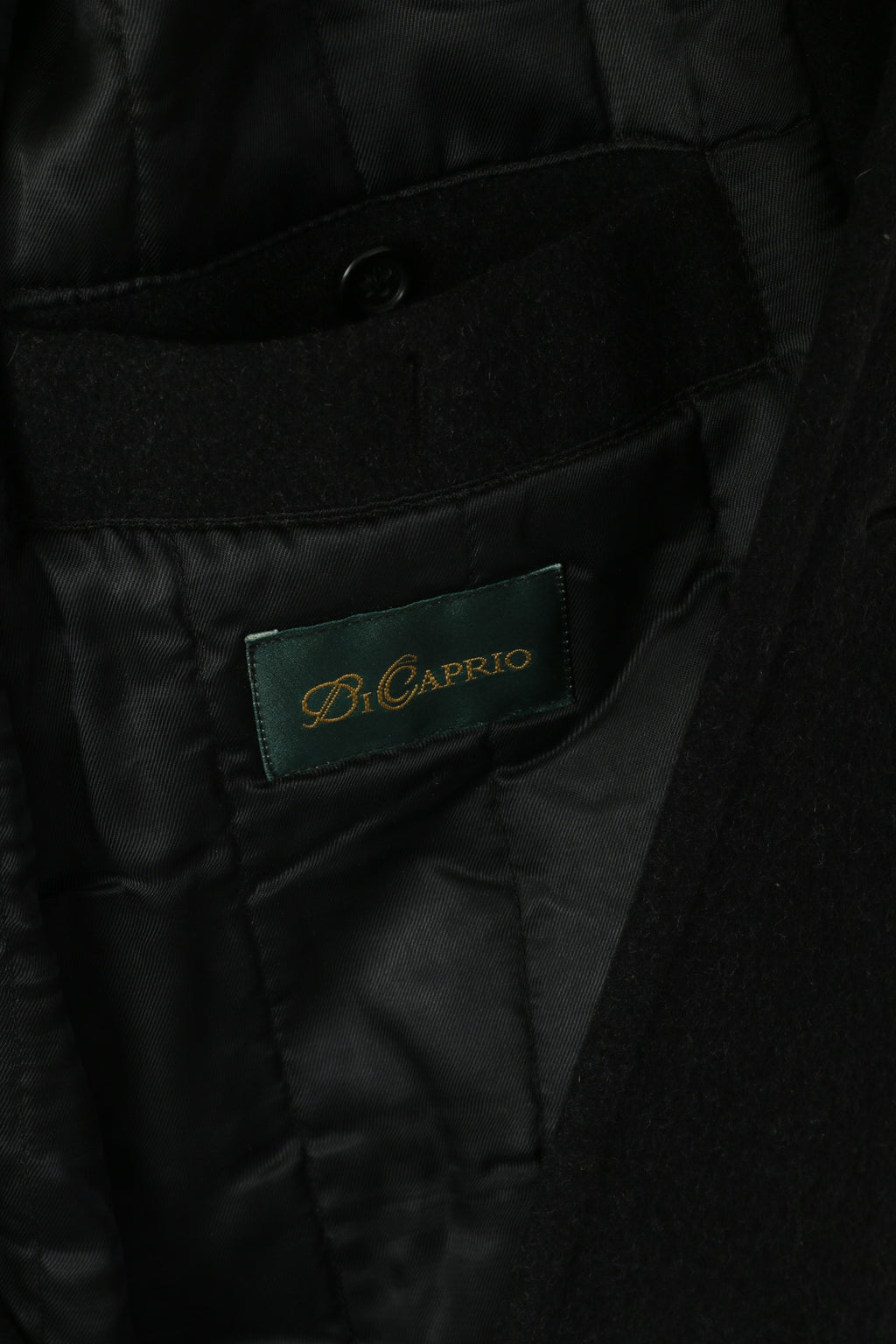Di Caprio Men 48 XL Coat Black Wool Cashmere Blend Single Breasted Vintage Top