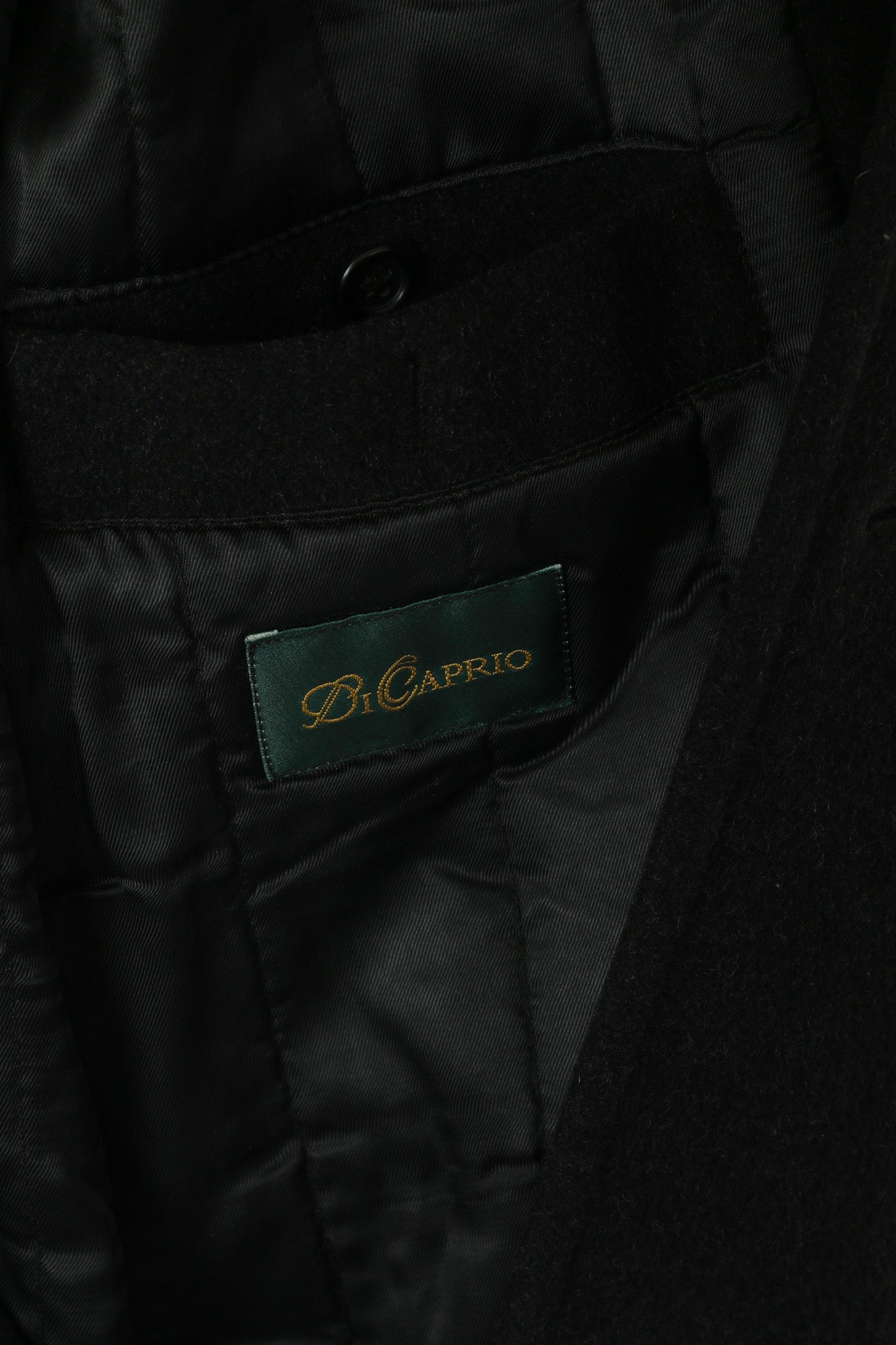 Di Caprio Men 48 XL Coat Black Wool Cashmere Blend Single Breasted Vintage Top