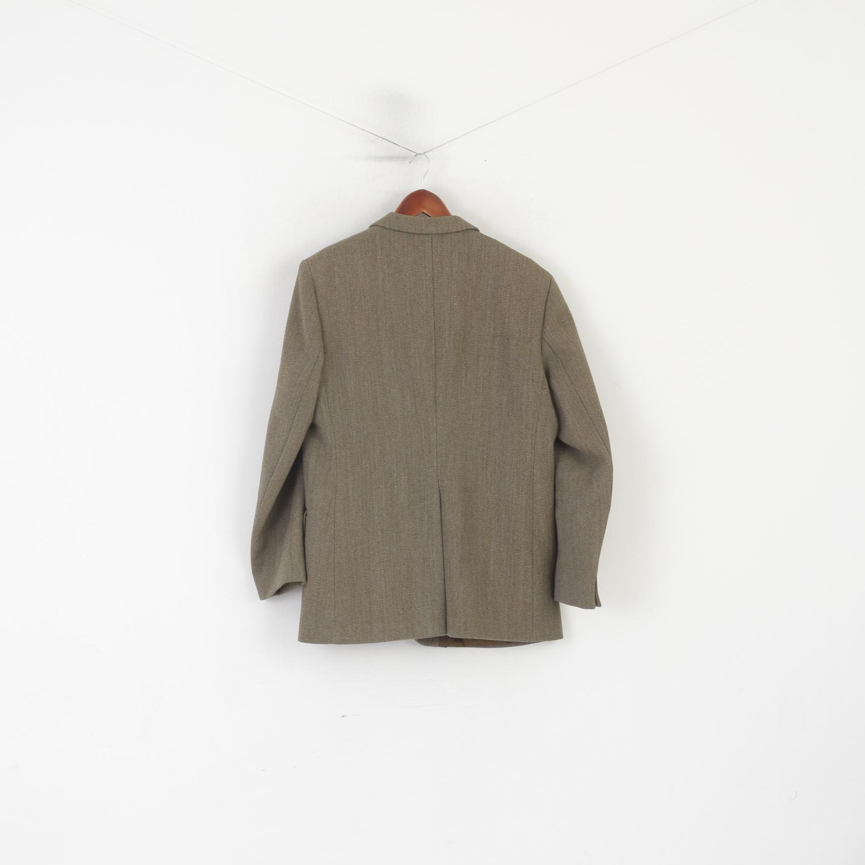 Hector James Men 40 Blazer Green Wool Vintage Single Breasted Retro Heavy Jacket