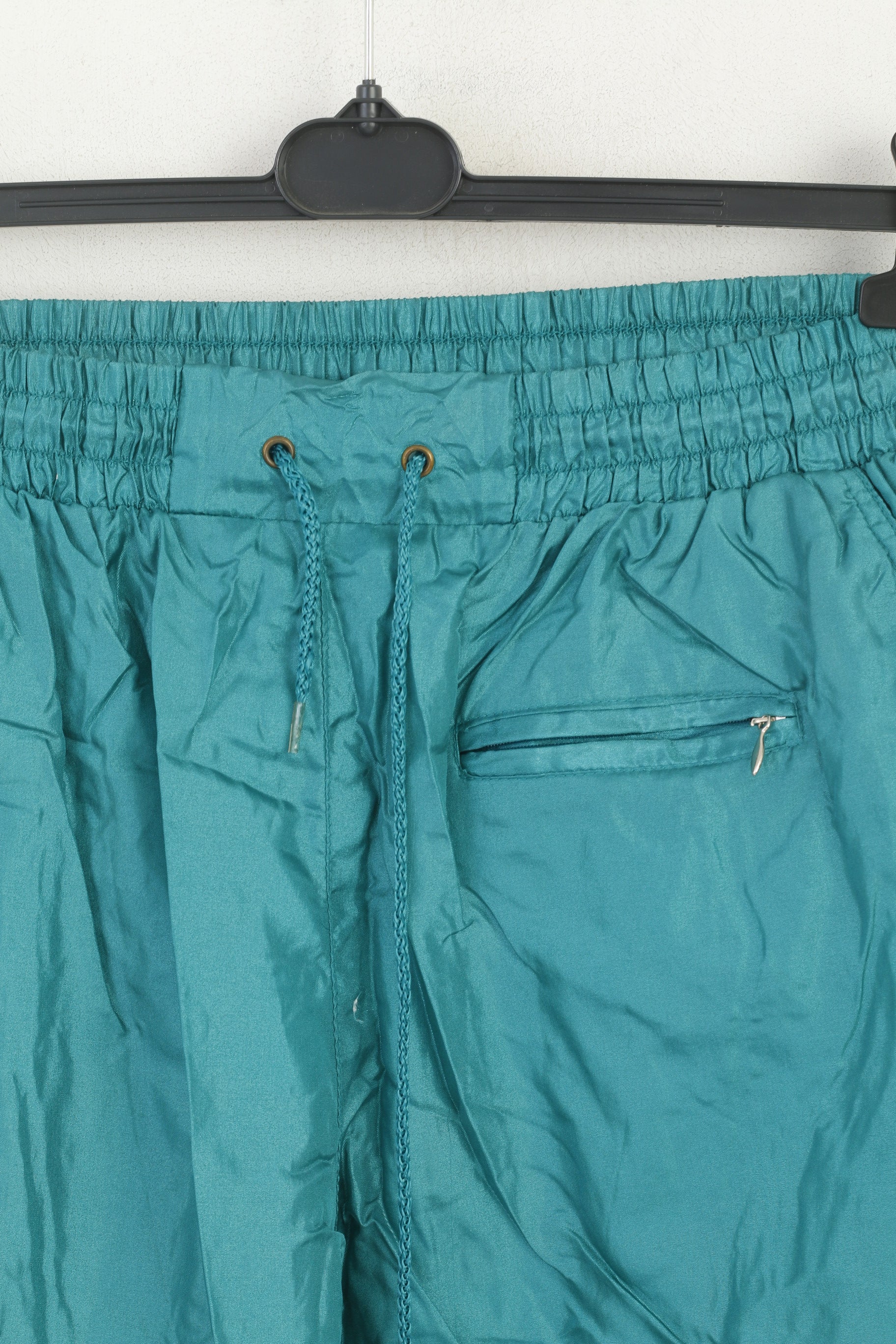 Sport Spirit Women 42 L Tracksuit White Green Vintage Shiny Jacket Trousers Nylon Waterproof Festival Set