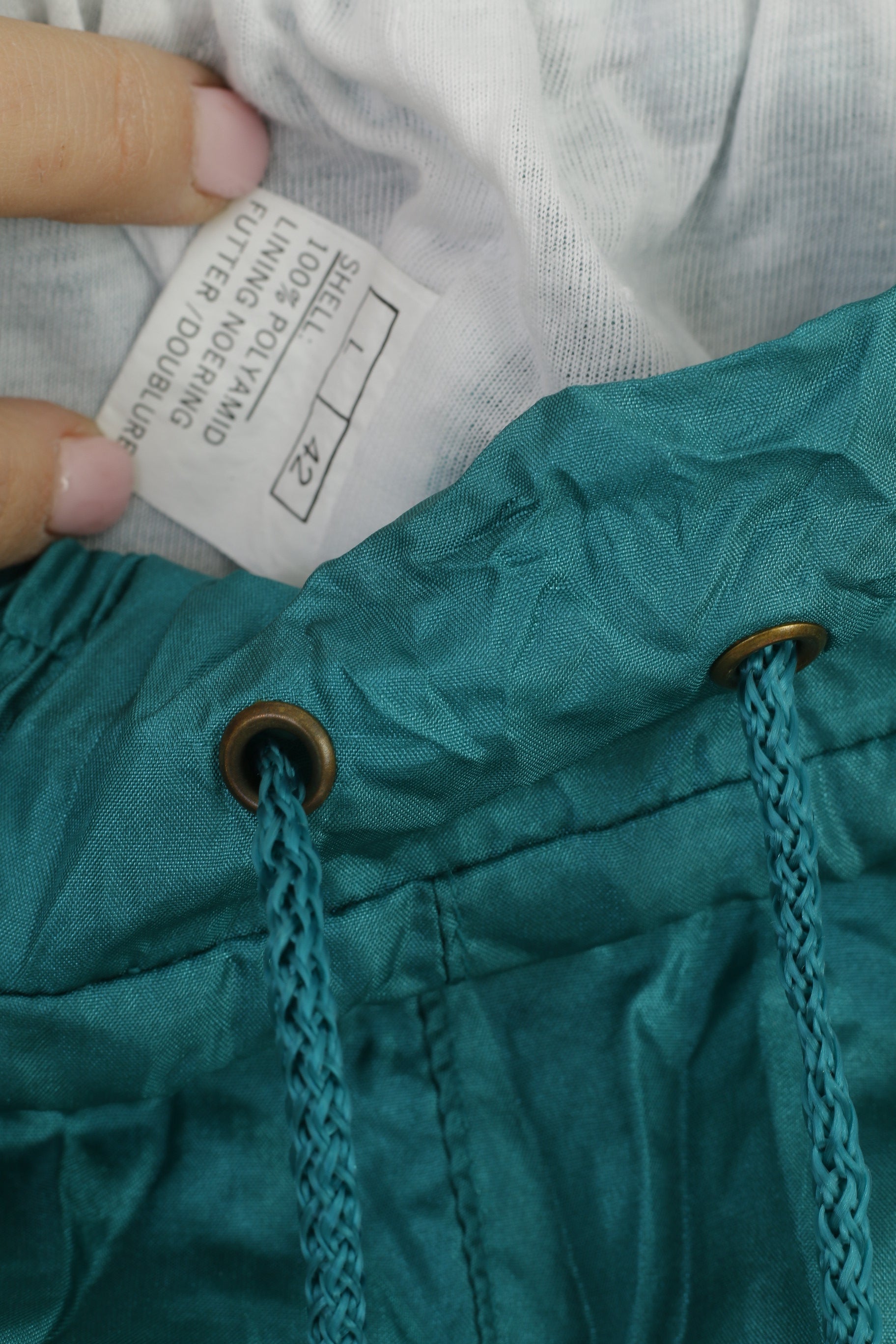 Sport Spirit Women 42 L Tracksuit White Green Vintage Shiny Jacket Trousers Nylon Waterproof Festival Set