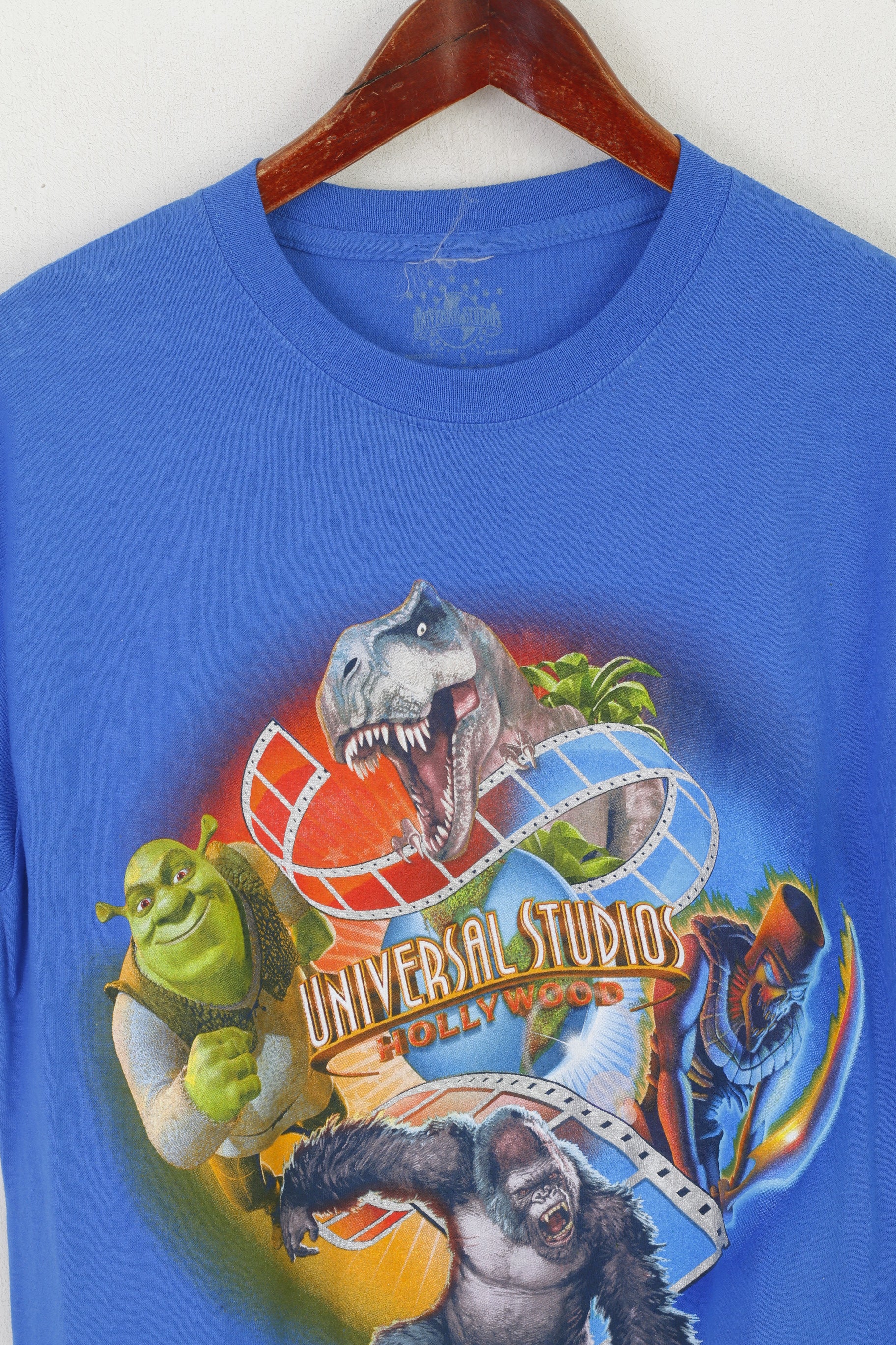 Maglietta da uomo Universal Studios Maglietta blu in cotone vintage Hollywood Shrek King Kong