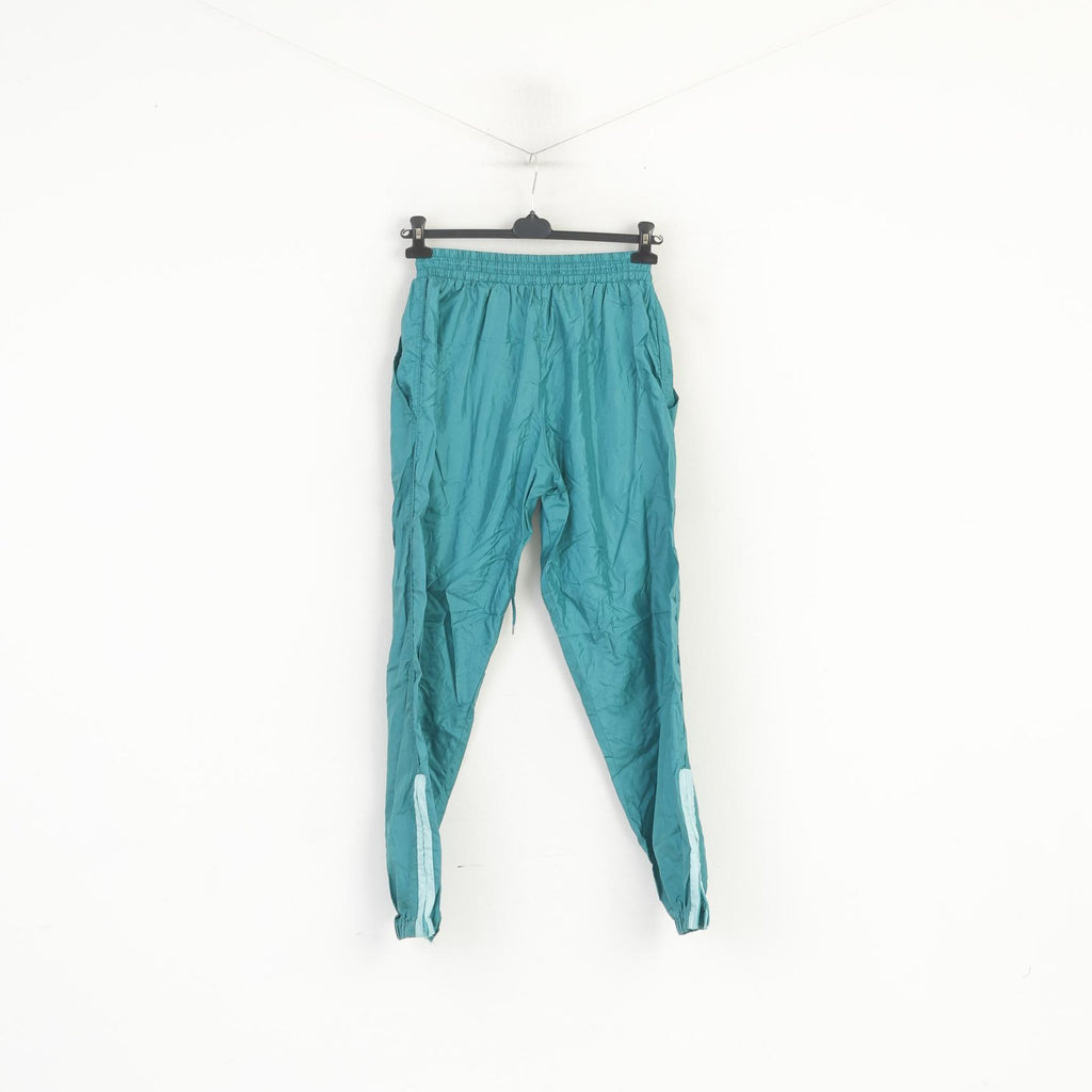 Sport Spirit Women 42 L Tracksuit White Green Vintage Shiny Jacket Trousers Nylon Waterproof Festival Set