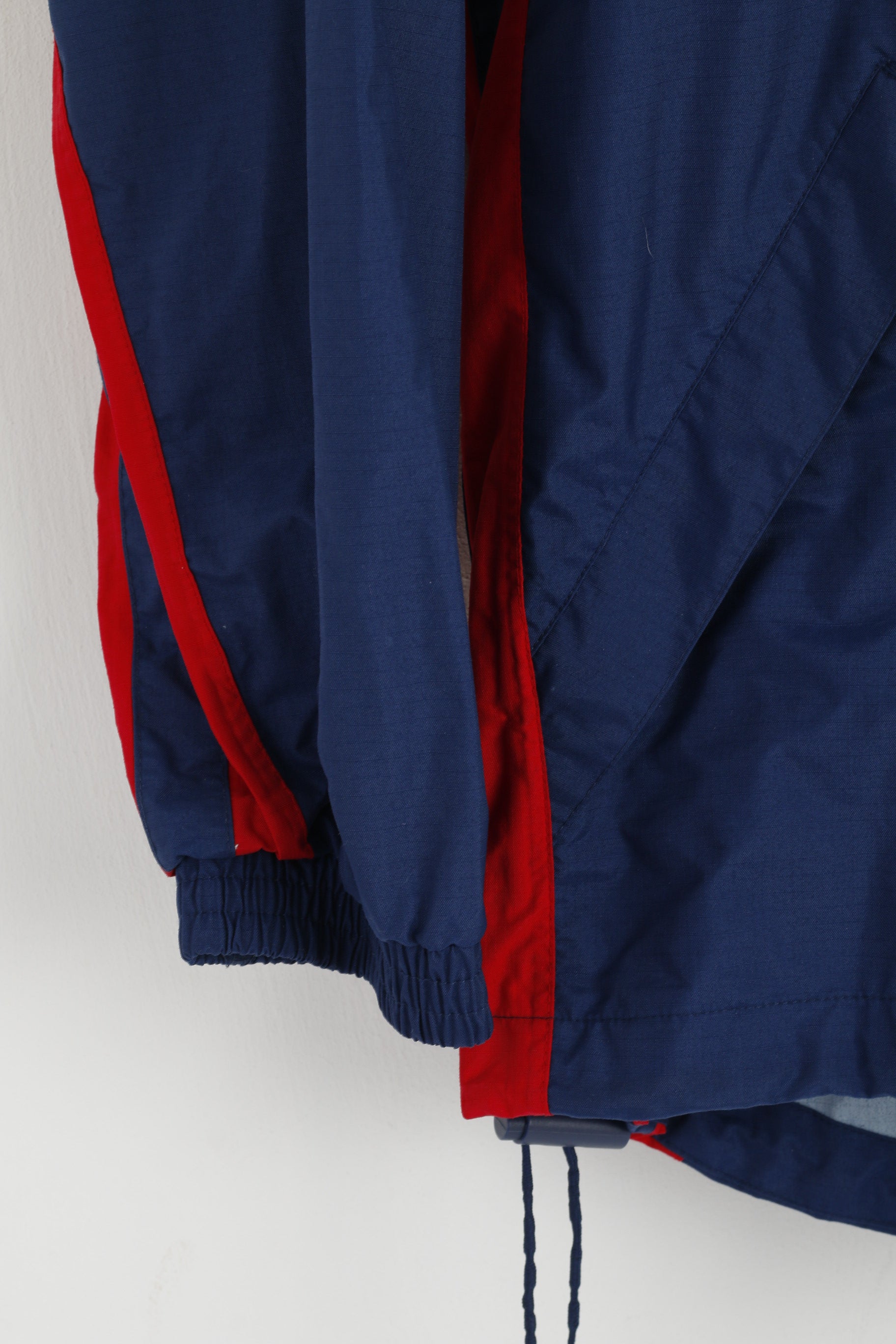 Giacca Adidas Uomo M Navy Rosso Nylon Impermeabile Cappuccio nascosto Cerniera completa