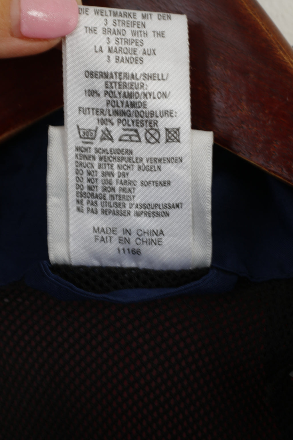 Giacca Adidas Uomo M Navy Rosso Nylon Impermeabile Cappuccio nascosto Cerniera completa