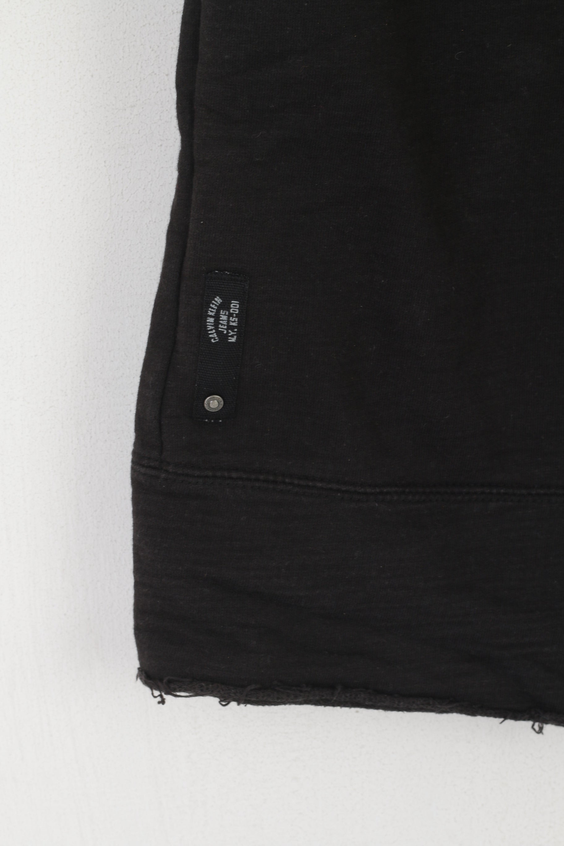 Calvin Klein Jeans Femme M Chemise Noir Coton Vintage À Capuche Poche Kangourou Top