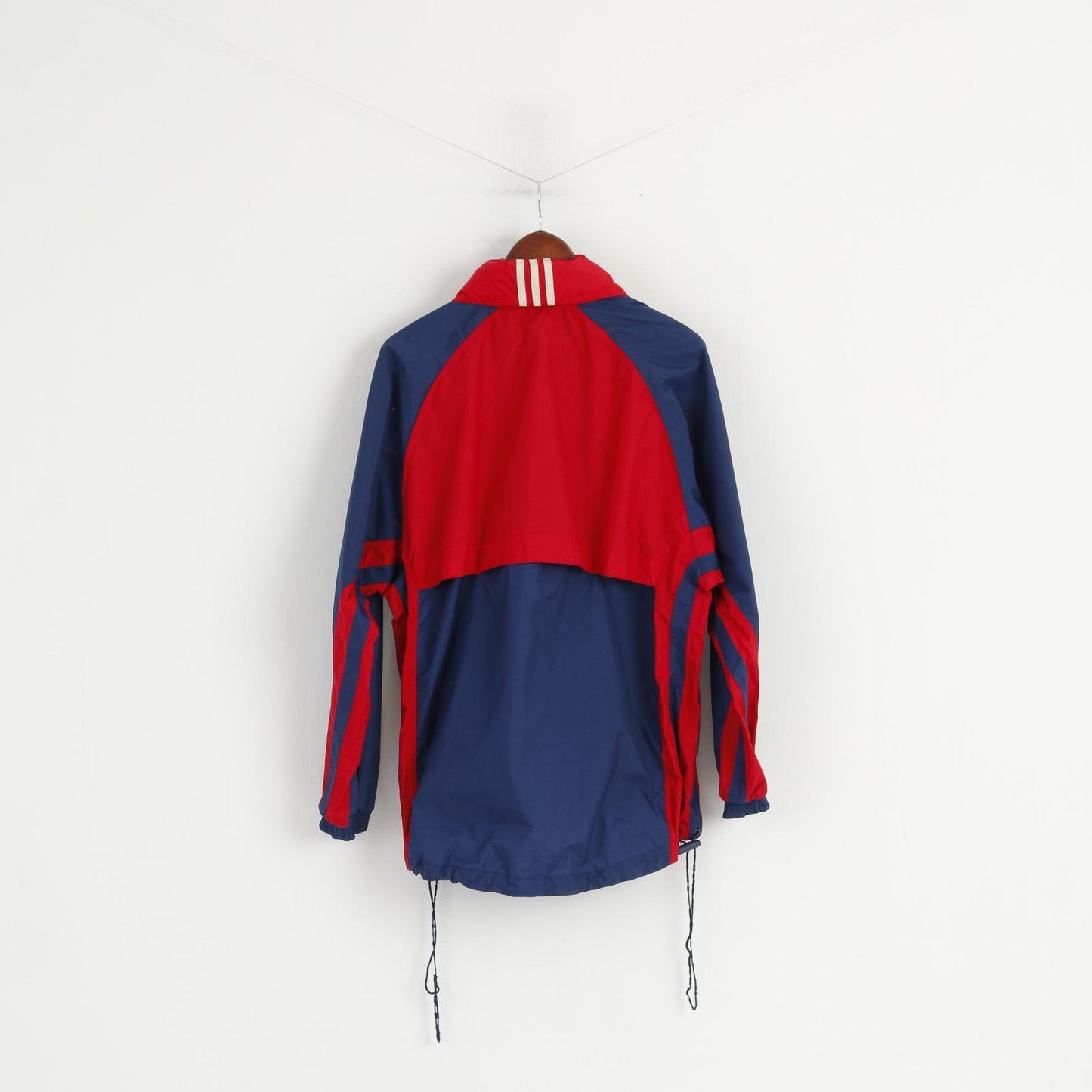 Adidas Men M Jacket Navy Red Nylon Waterproof Hidden Hood Full Zipper Top
