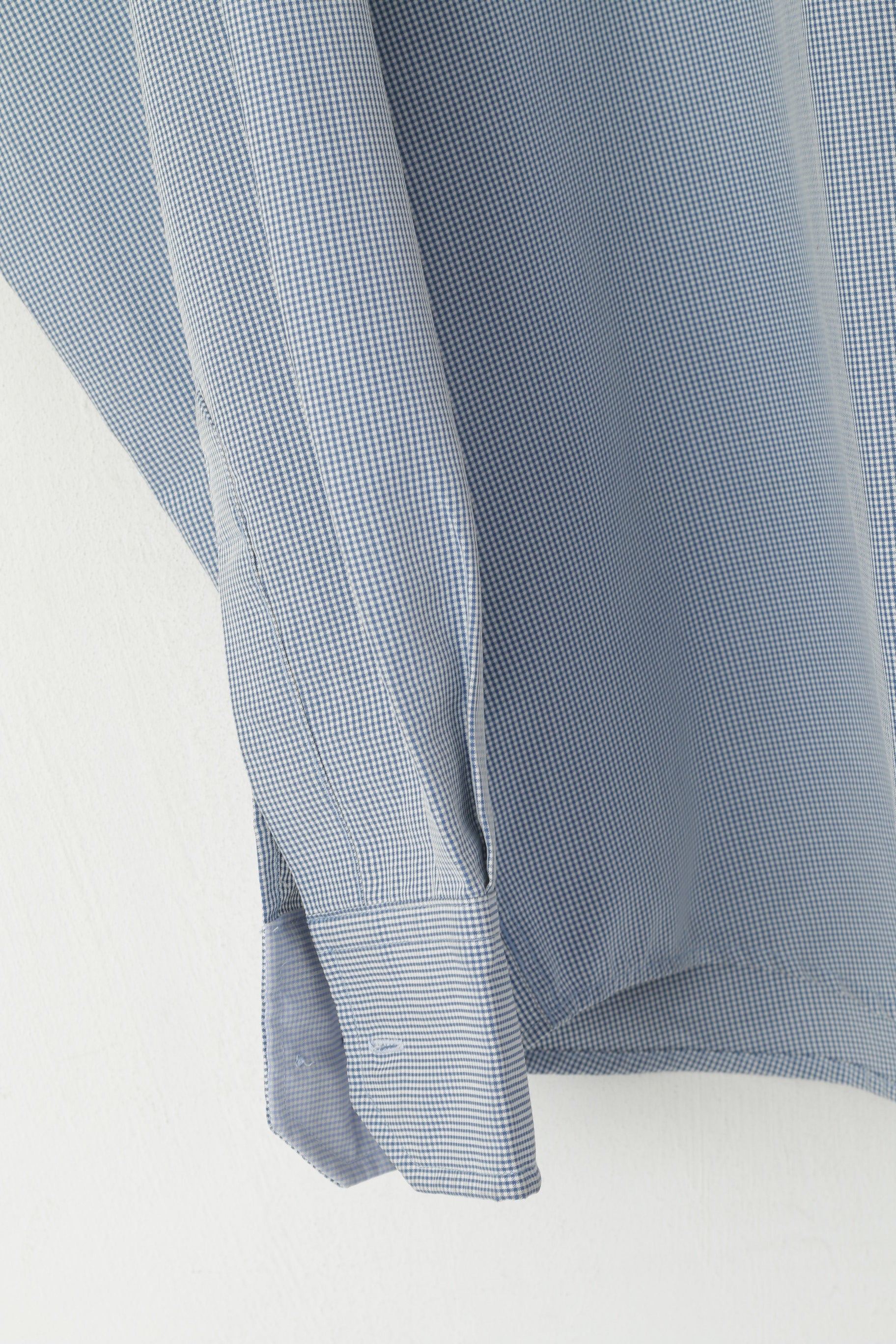 Thomas Browne Men XL Casual Shirt Blue Cotton Check Custom Modal Long Sleeve Top