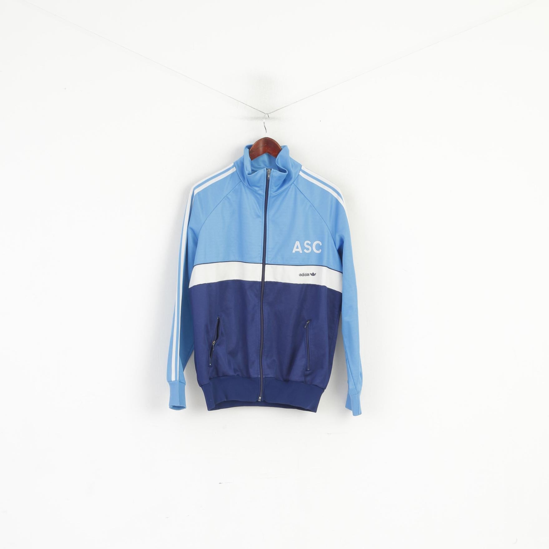 Felpa Adidas da uomo M blu vintage Germania Ovest ASC Sporthaus Retro Track Top