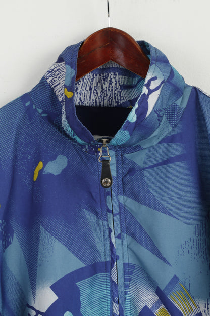 Odlo Men XL Pullover Jacket Blue Printed Zip Neck Vintage Bomber Sport Top