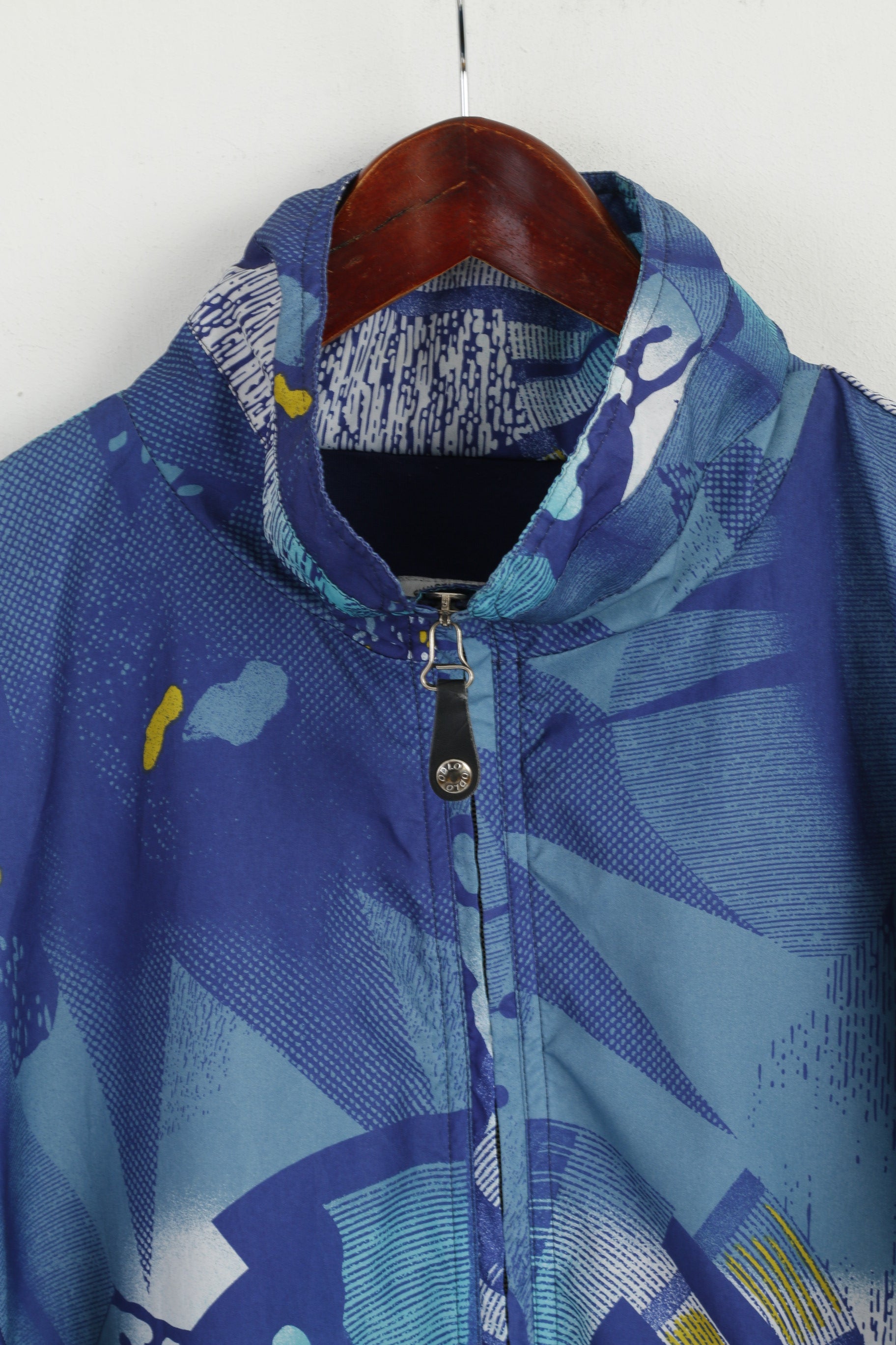 Odlo Men XL Pullover Jacket Blue Printed Zip Neck Vintage Bomber Sport Top