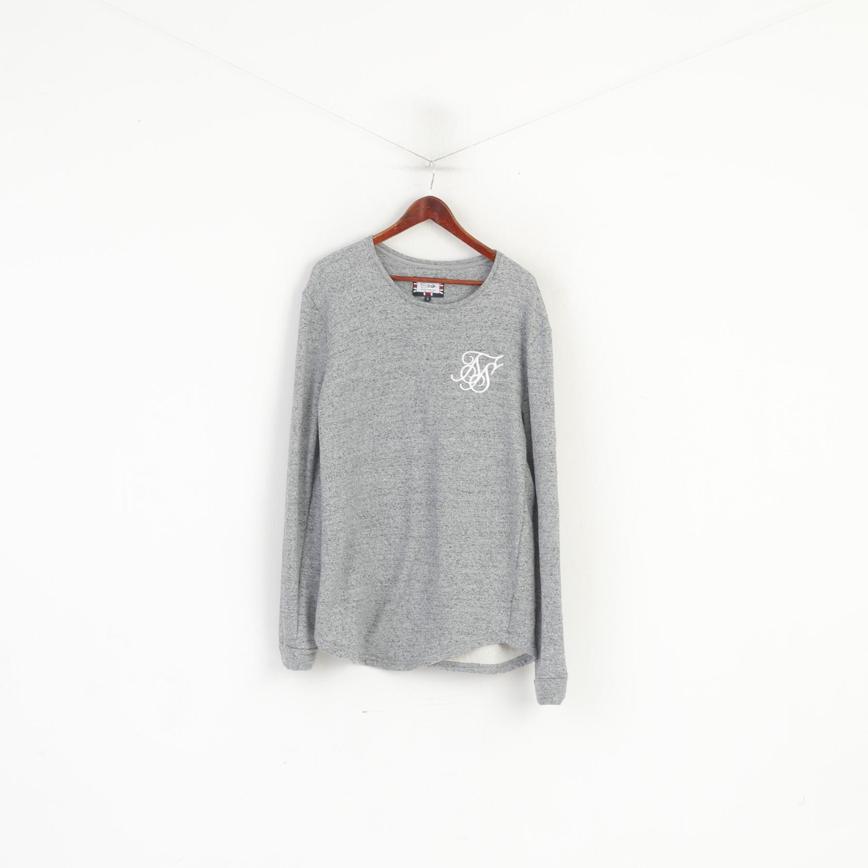 SikSilk Hommes XL (L) Sweat Gret Coton Long Stretch Col Rond Haut de Sport