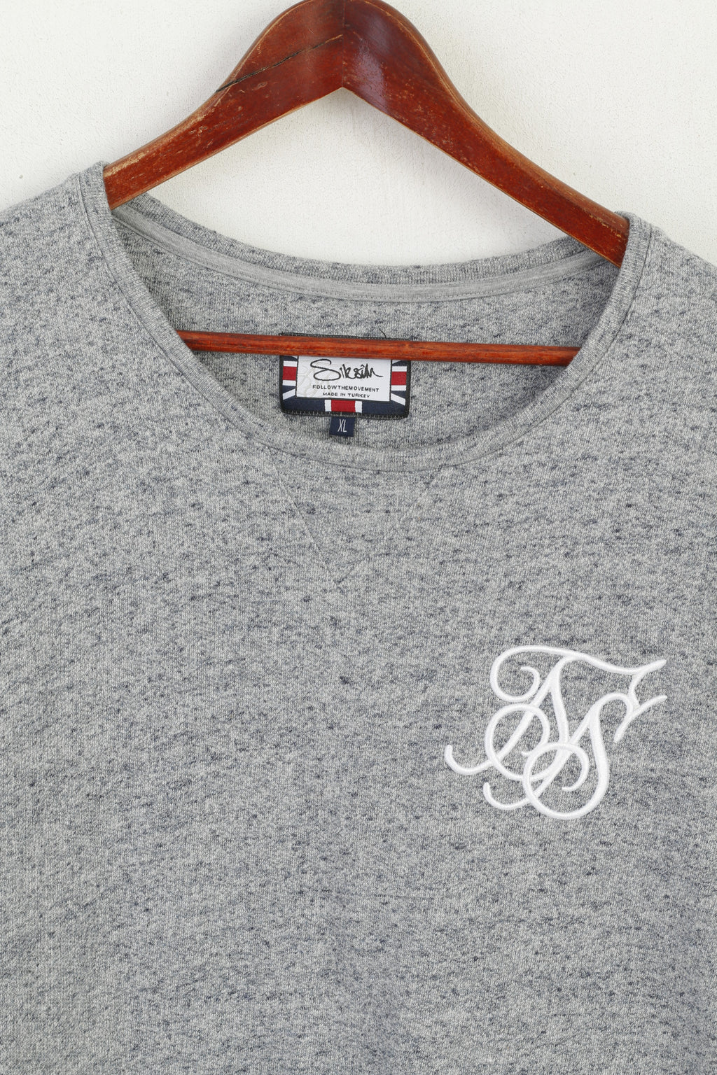 SikSilk Hommes XL (L) Sweat Gret Coton Long Stretch Col Rond Haut de Sport