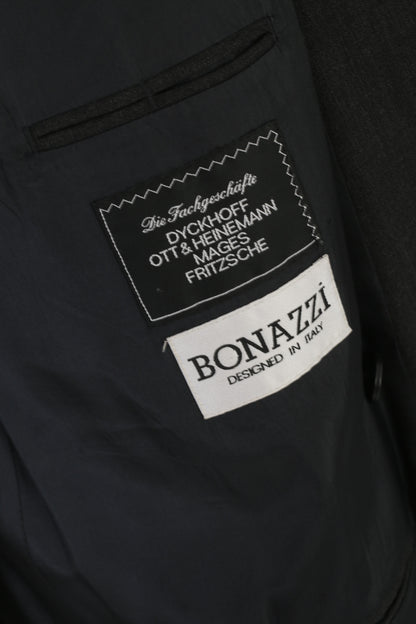 Bonazzi Men 44 Blazer Charcoal Wool High Twist by Becker Vintage Double Breasted Jacket