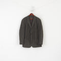 Stones Men XL Blazer Brown Cotton Denim Striped Vintage Single Breasted Jacket
