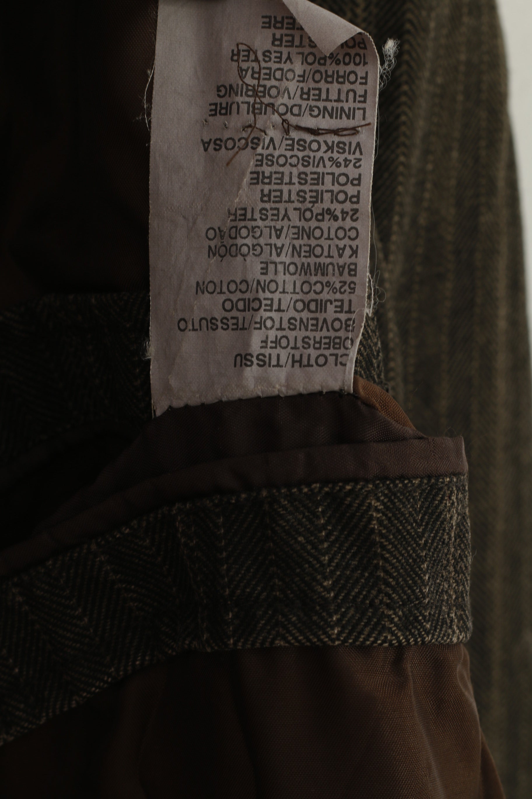 Stones Men XL Blazer Brown Cotton Denim Striped Vintage Single Breasted Jacket