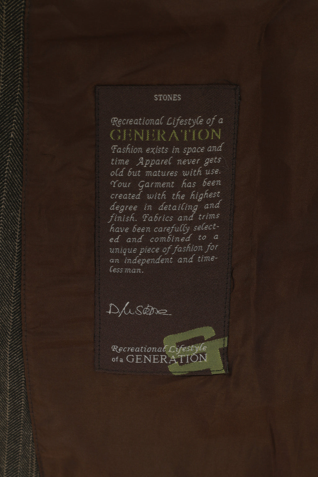 Stones Men XL Blazer Brown Cotton Denim Striped Vintage Single Breasted Jacket