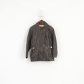 Hollies Femmes M Veste Marron Doublé De Cuir Lourd Vintage Zip Up Biker Top