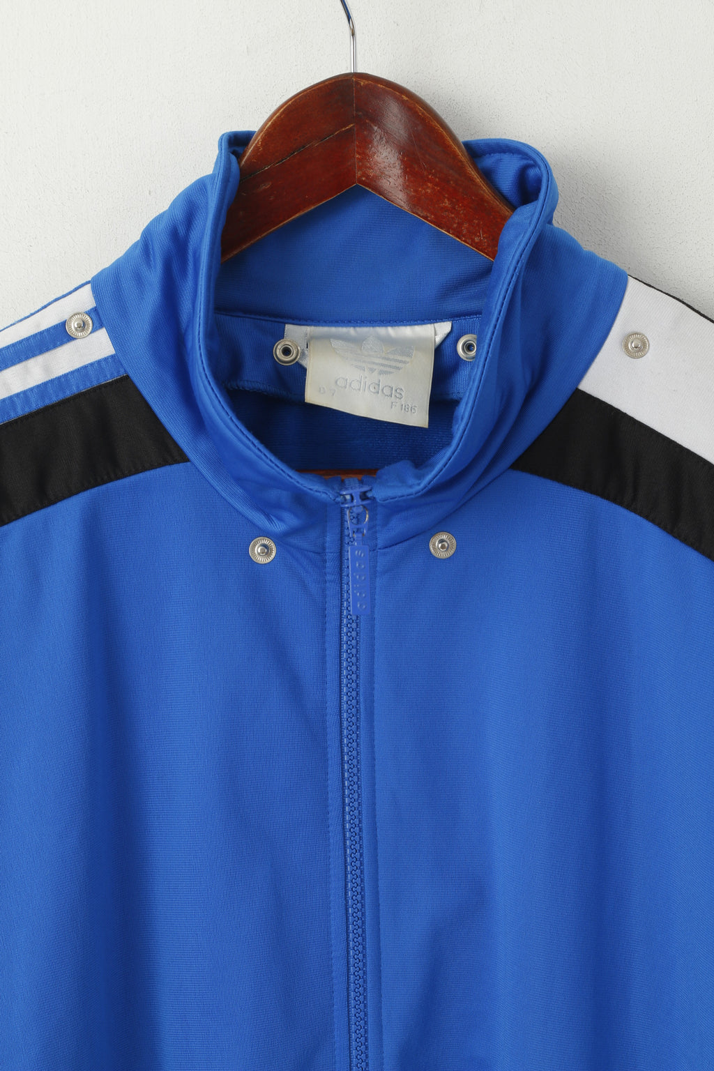 Felpa Adidas Uomo L 186 Felpa Blu Vintage Warm Up Manica Corta con Cerniera Intera
