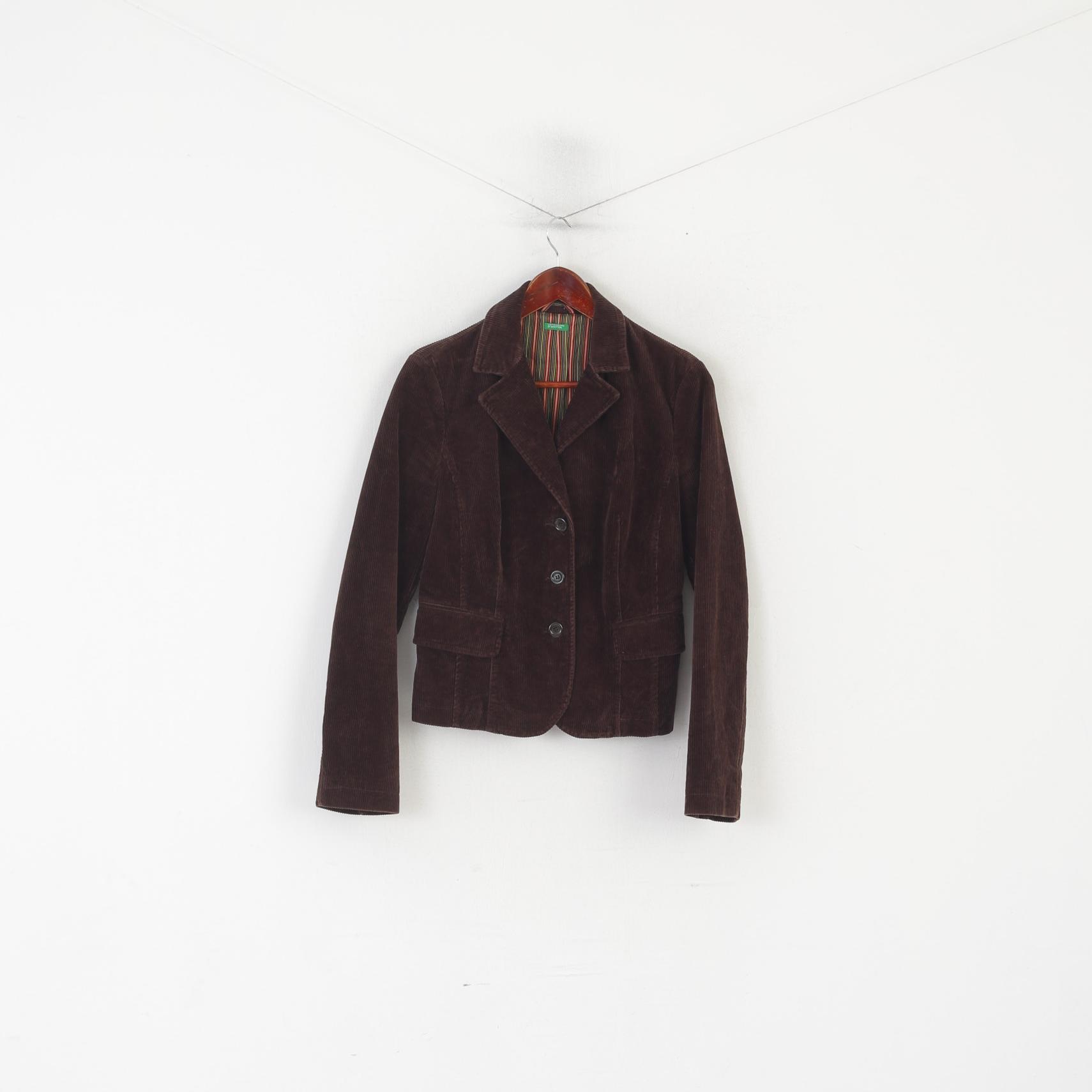 United Colors Of Benetton Donna 44 S Blazer Giacca monopetto in velluto a coste marrone