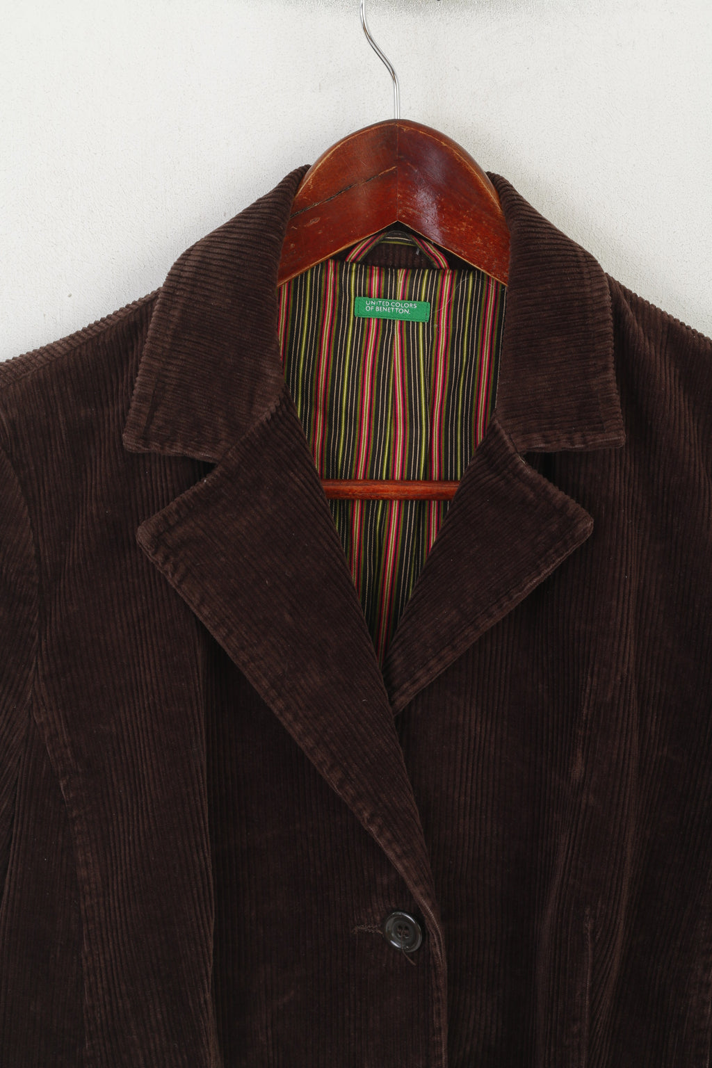 United Colors Of Benetton Women 44 S Blazer Brown Corduroy Single Breasted Jacket