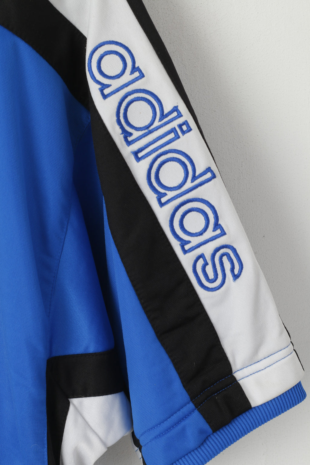 Felpa Adidas Uomo L 186 Felpa Blu Vintage Warm Up Manica Corta con Cerniera Intera