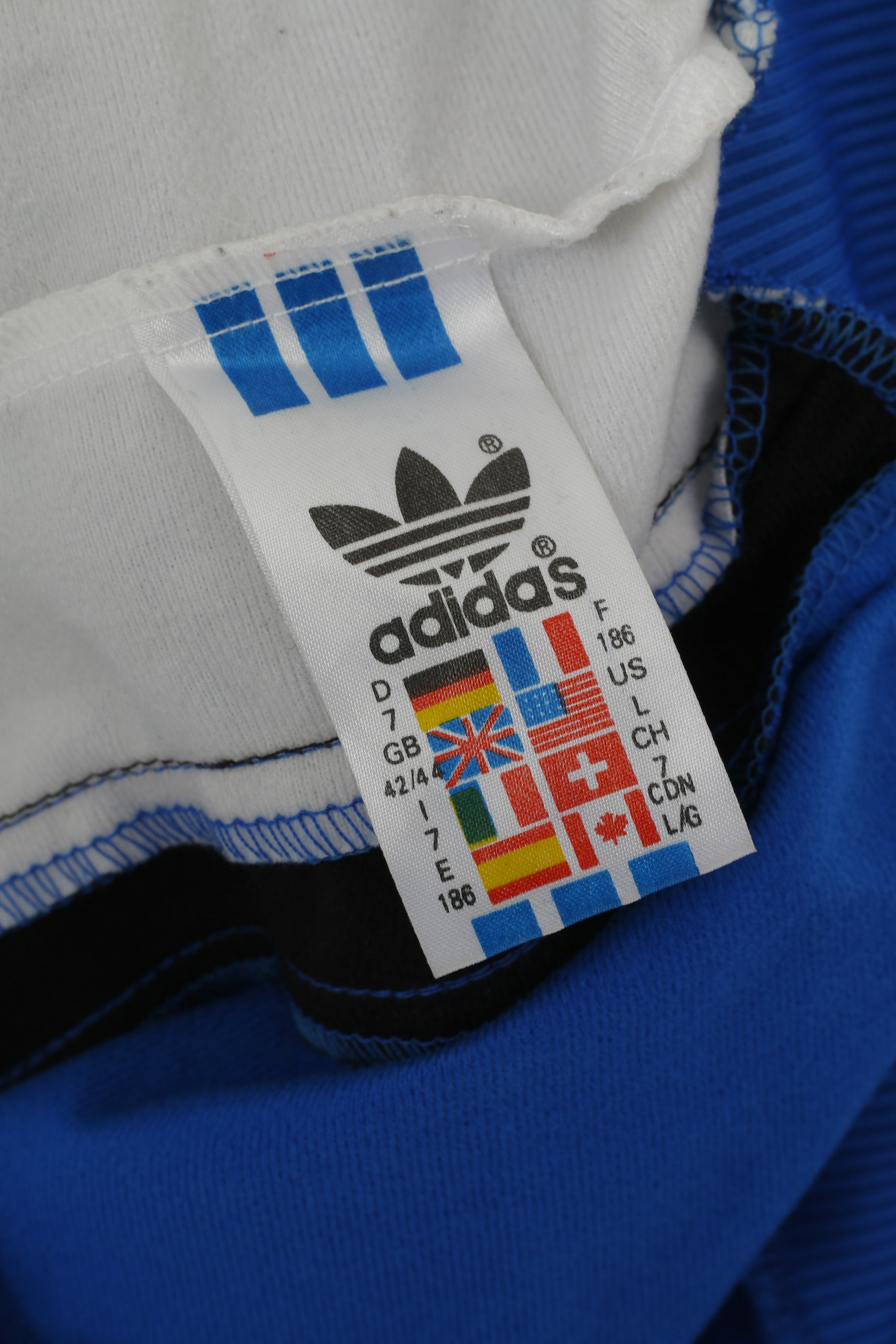 Felpa Adidas Uomo L 186 Felpa Blu Vintage Warm Up Manica Corta con Cerniera Intera