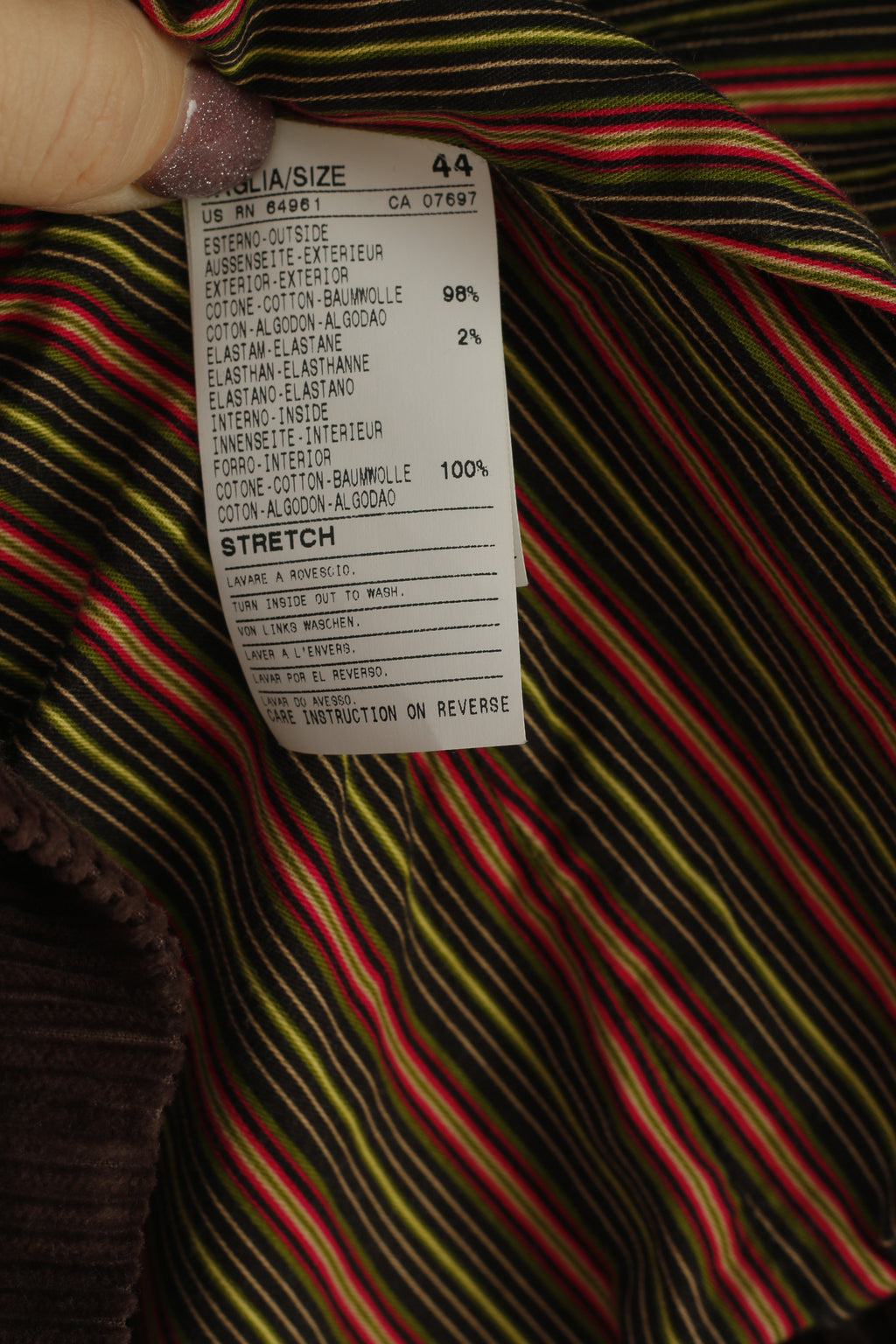 United Colors Of Benetton Women 44 S Blazer Brown Corduroy Single Breasted Jacket