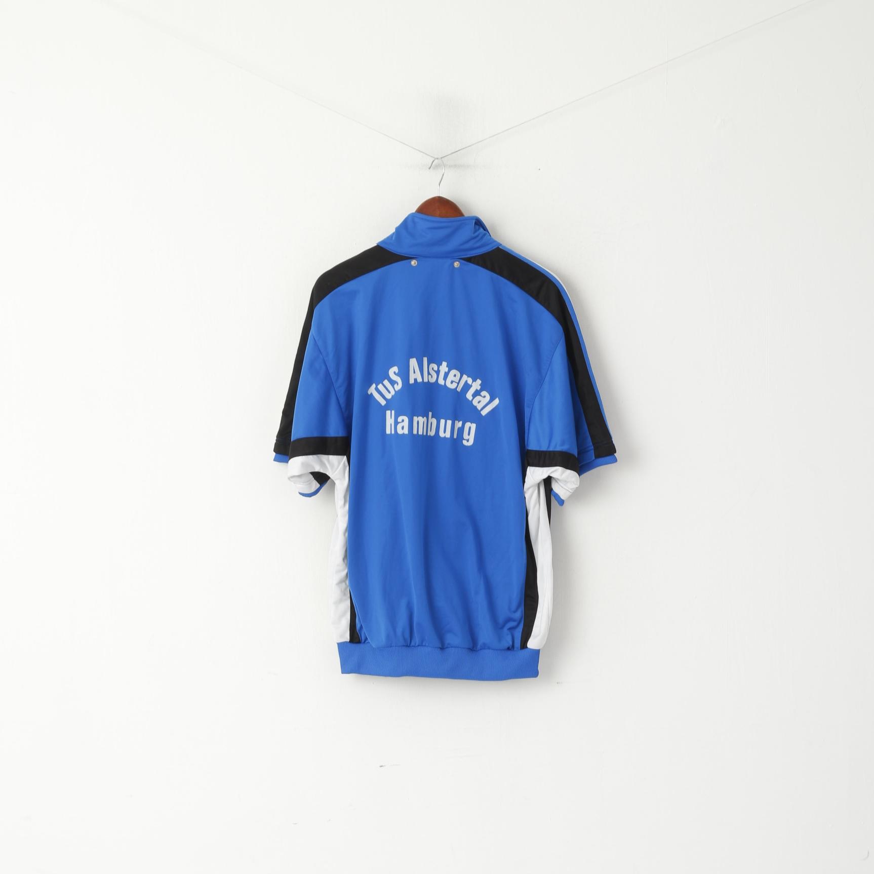 Felpa Adidas Uomo L 186 Felpa Blu Vintage Warm Up Manica Corta con Cerniera Intera