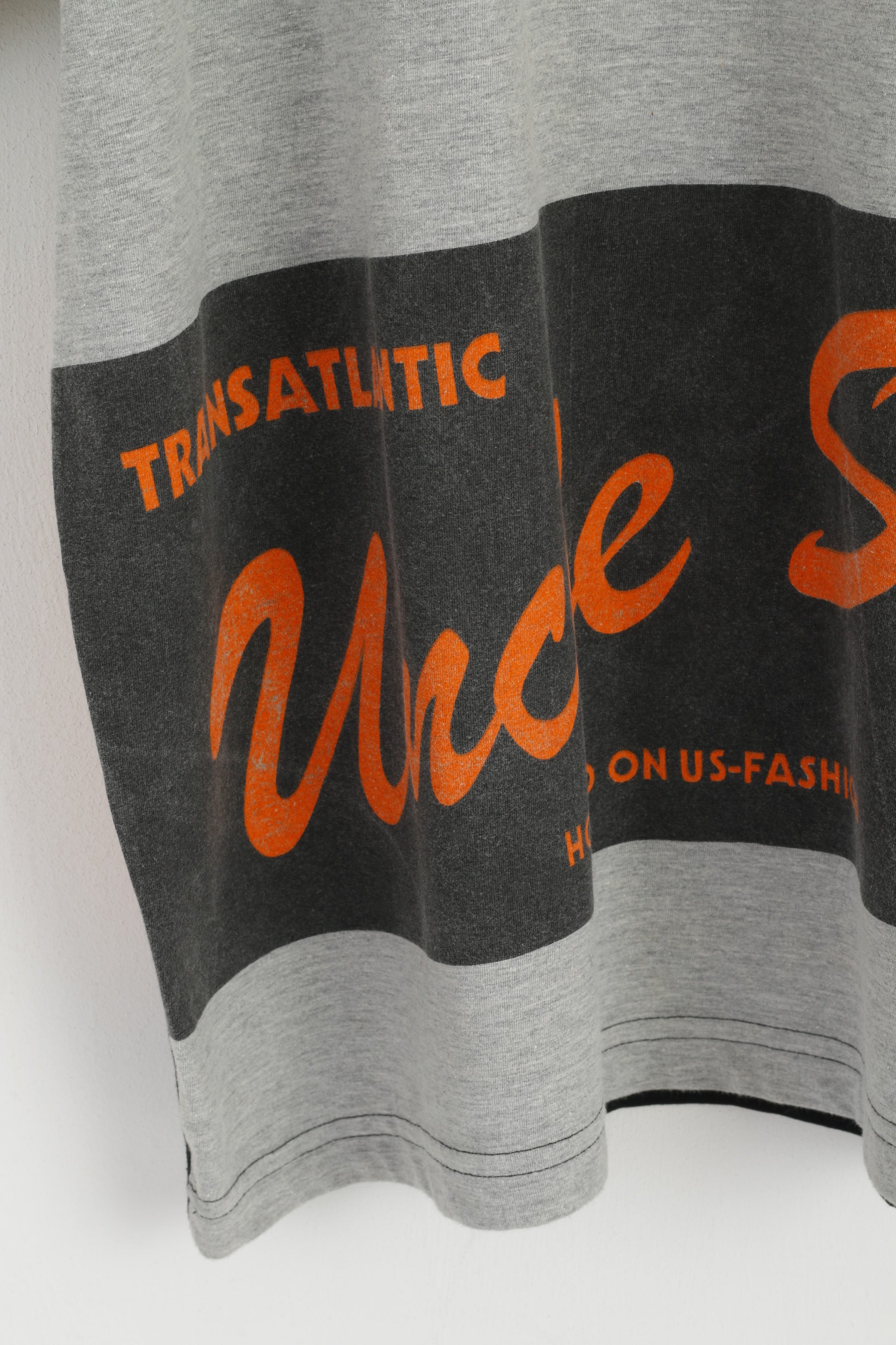 Uncle Sam Men M (L) Shirt Grey Cotton Sportswear Crew Neck Vintage Top