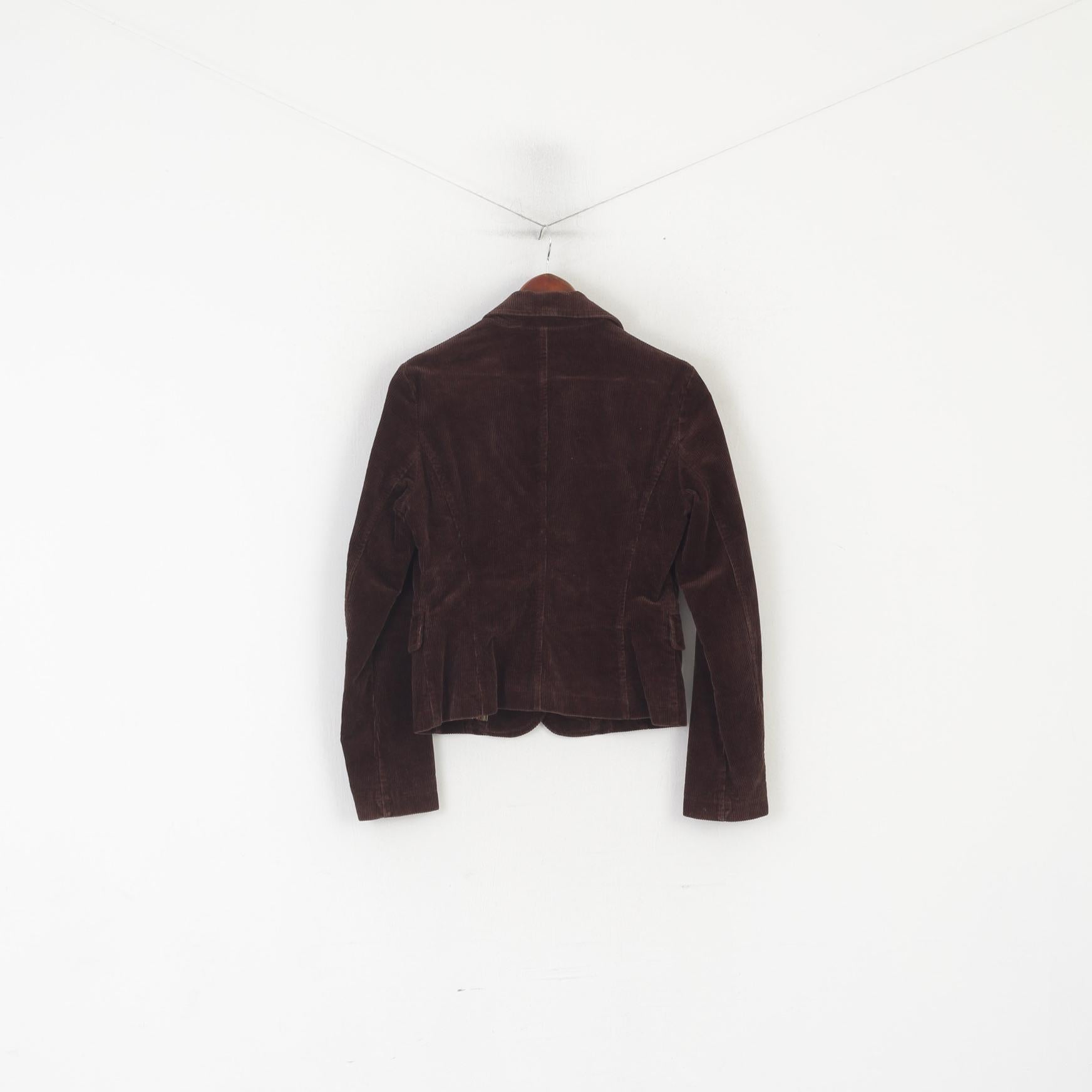 United Colors Of Benetton Women 44 S Blazer Brown Corduroy Single Breasted Jacket