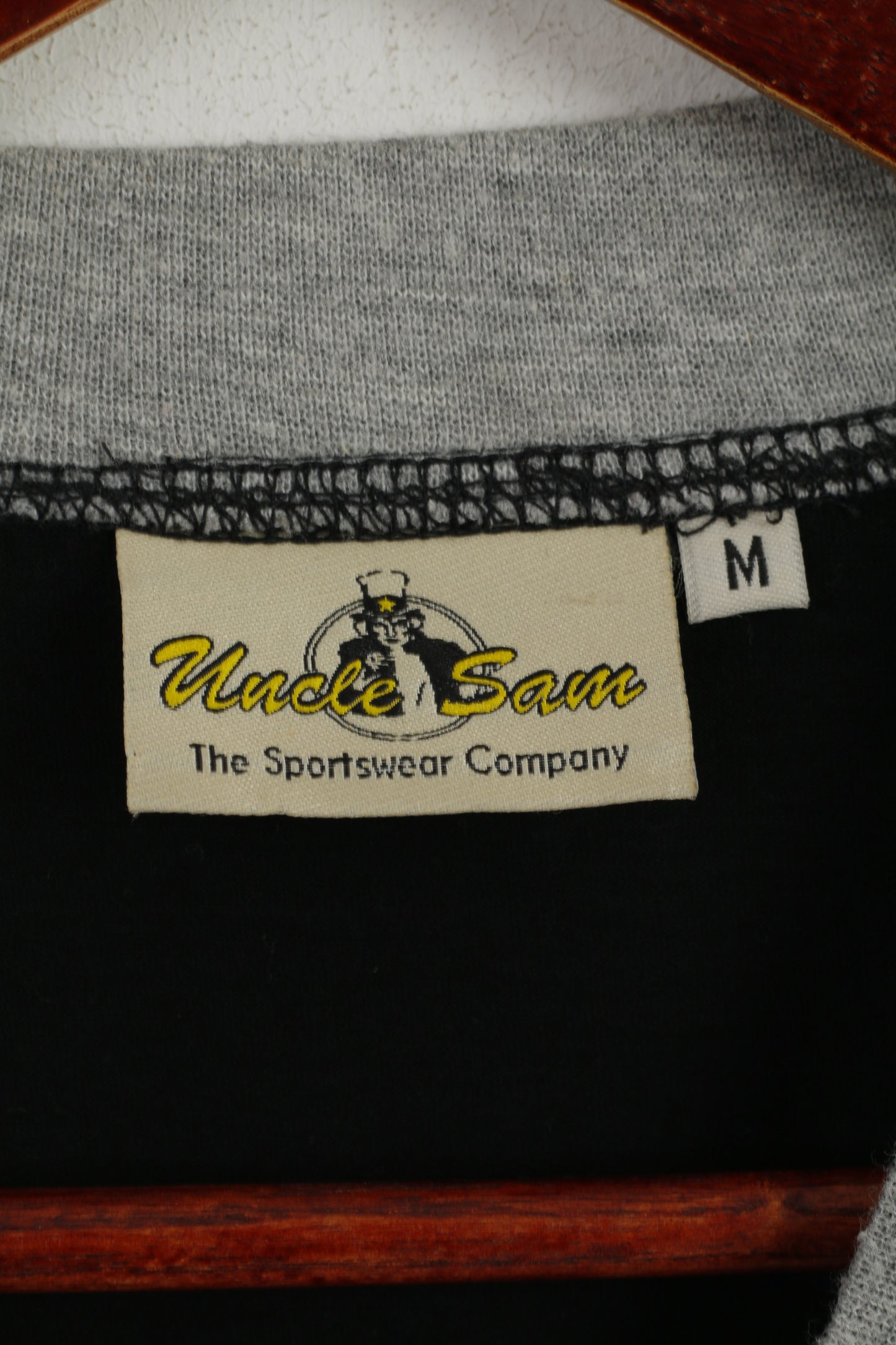 Uncle Sam Men M (L) Shirt Grey Cotton Sportswear Crew Neck Vintage Top