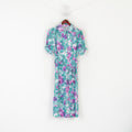 Olino A/S Danmark Femmes 38 M Robe Longue Vert Imprimé Floral Manches Courtes Vintage Rétro