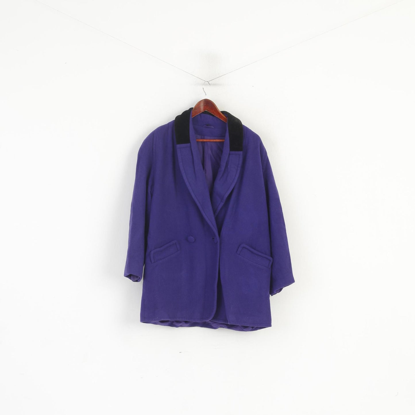 Giacca C&amp;A Yessica Donna 42 L Cappotto oversize vintage doppiopetto in lana viola