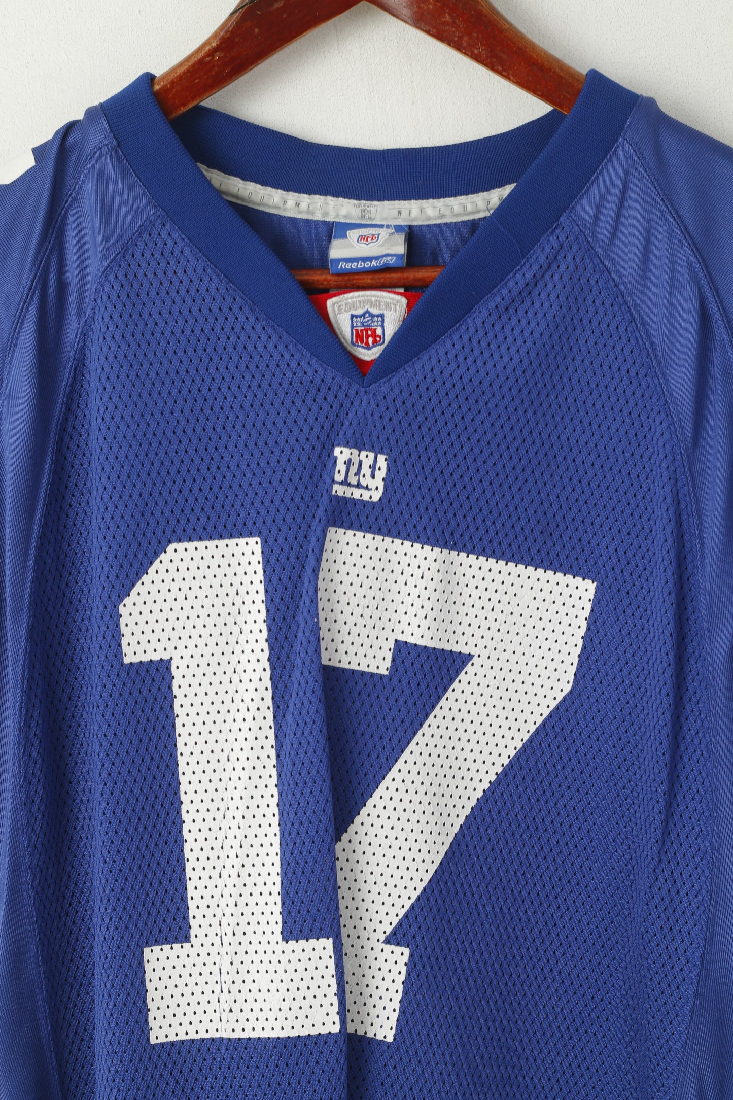 Reebok Youth XL 18-20 Age Shirt Bleu Nylon NFL Indianapolis #17 Burress Jersey Top