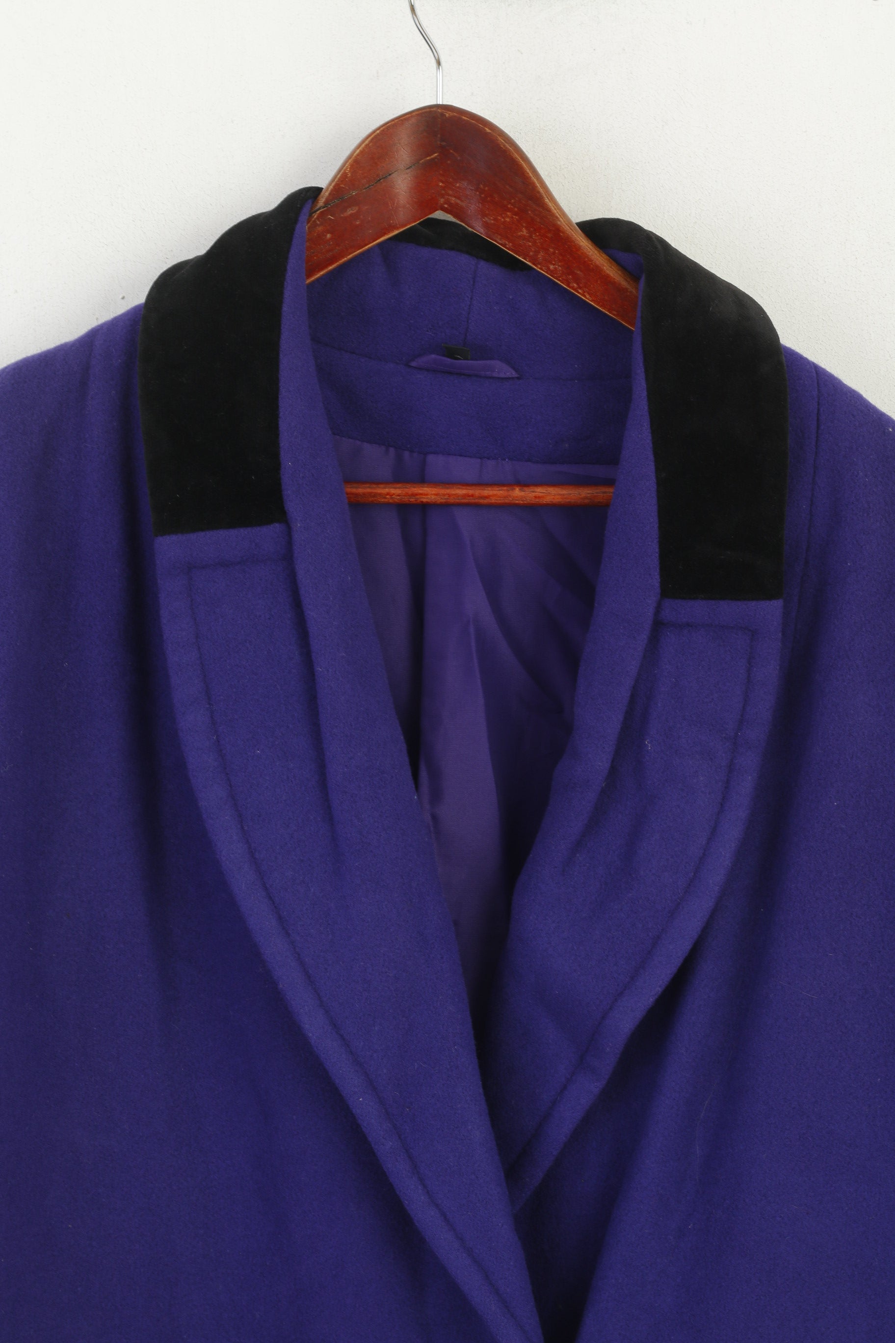 C&A Yessica Women 42 L Jacket Purple Wool Double Breasted Vintage Oversize Coat