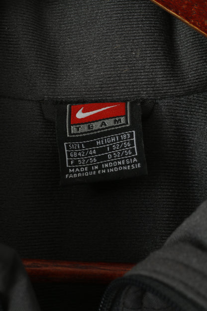 Nike Team Men L 183 Jacket Grey Nylon Waterproof Padded Warm Long Zip Up Top