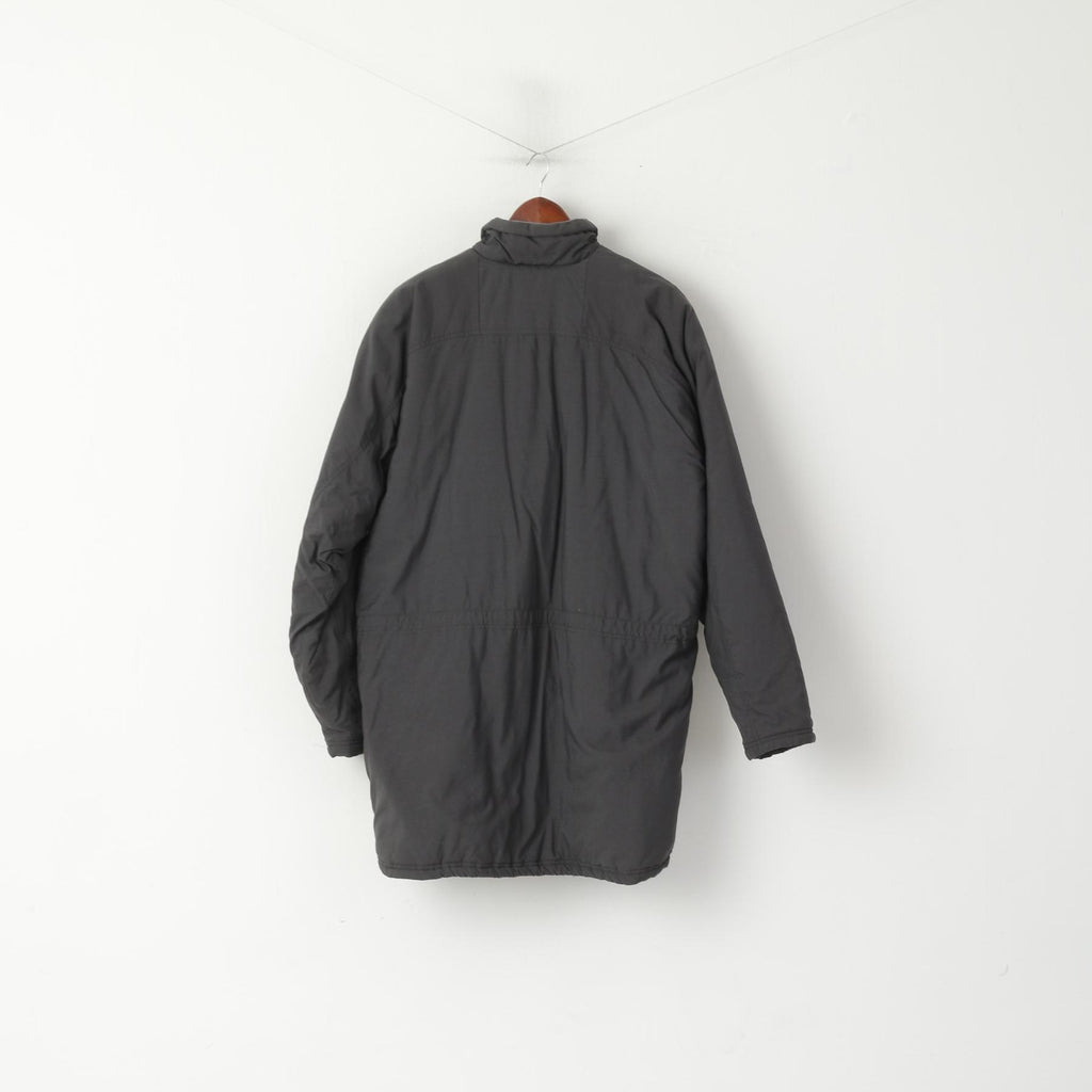 Giacca Nike Team Uomo L 183 Giacca grigia in nylon impermeabile imbottita calda con cerniera lunga