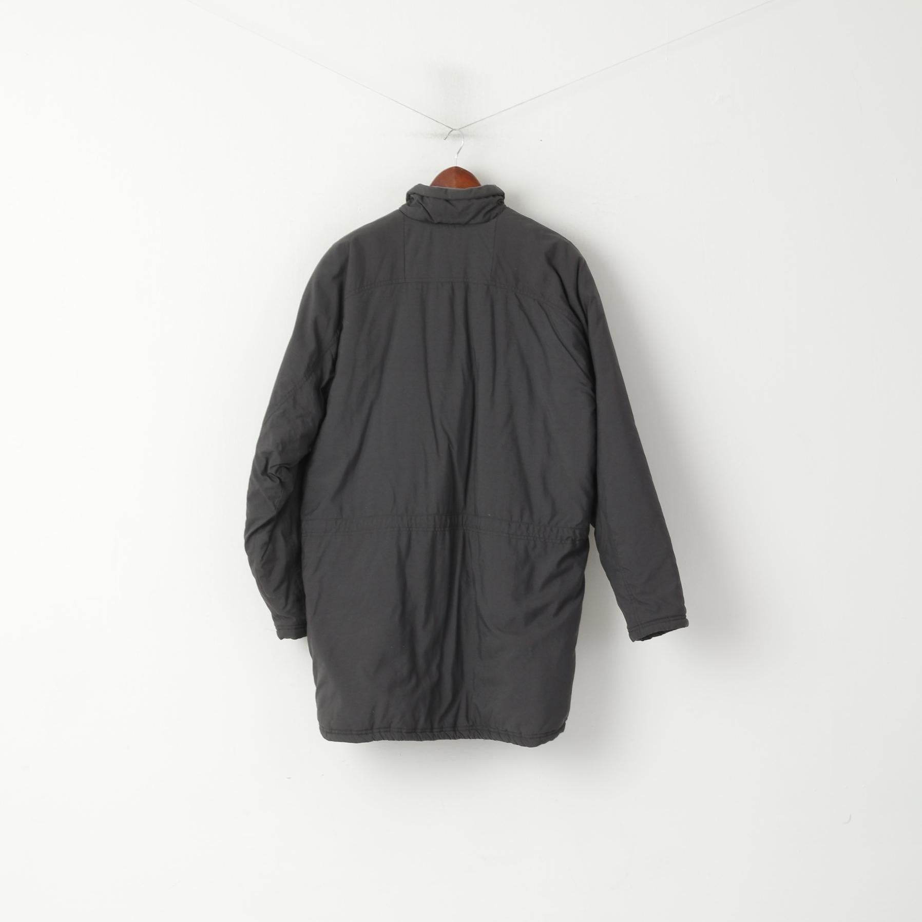 Giacca Nike Team Uomo L 183 Giacca grigia in nylon impermeabile imbottita calda con cerniera lunga