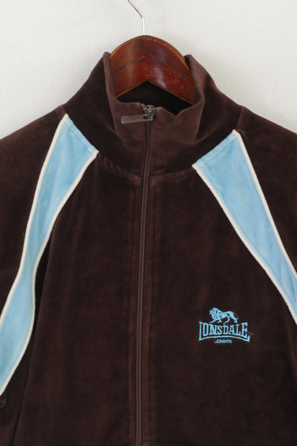 Felpa da donna Lonsdale London Top sportivo con cerniera intera in pile vintage lucido marrone