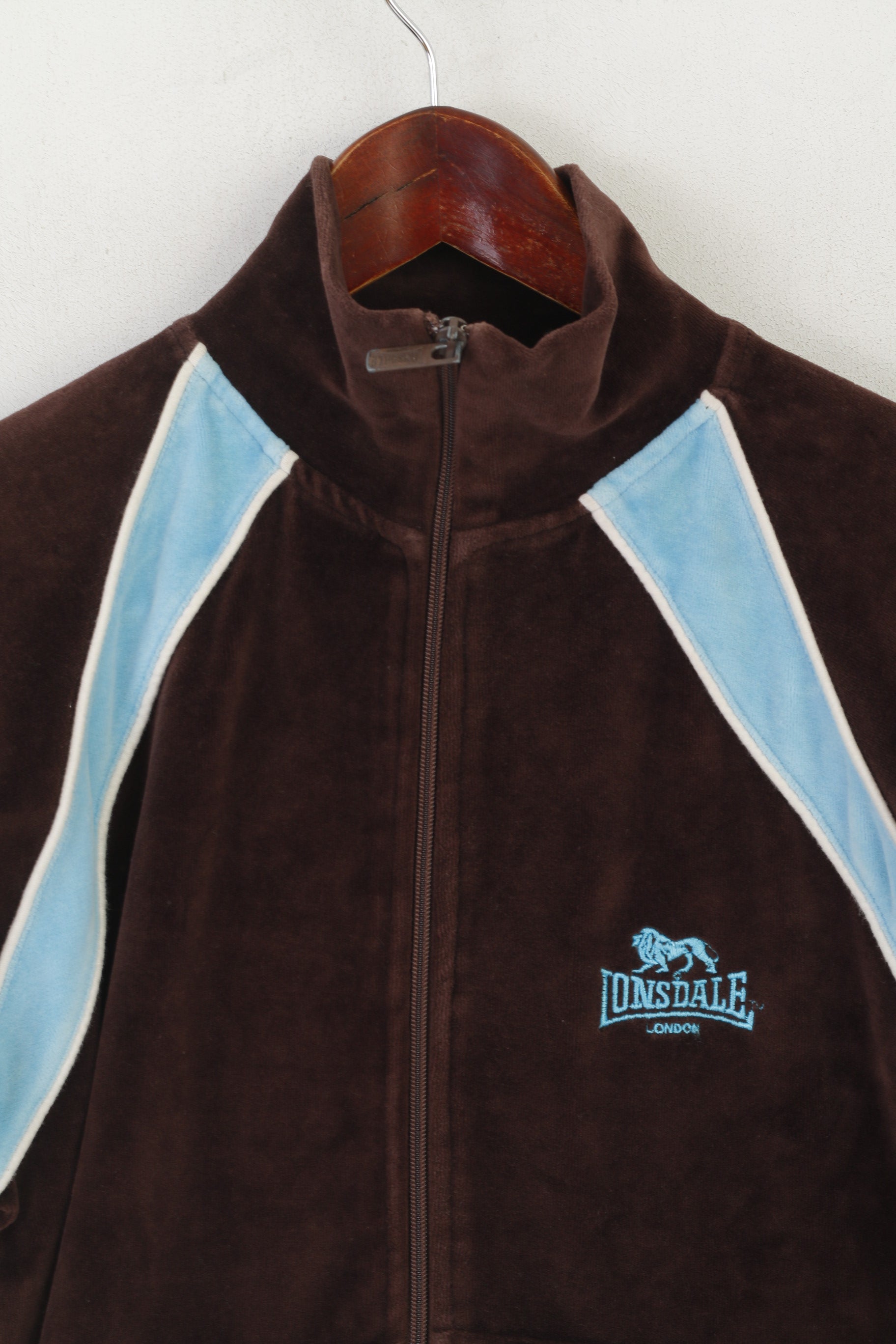 Lonsdale London Women S Sweatshirt Brown Shiny Vintage Fleece Full Zipper Sport Top